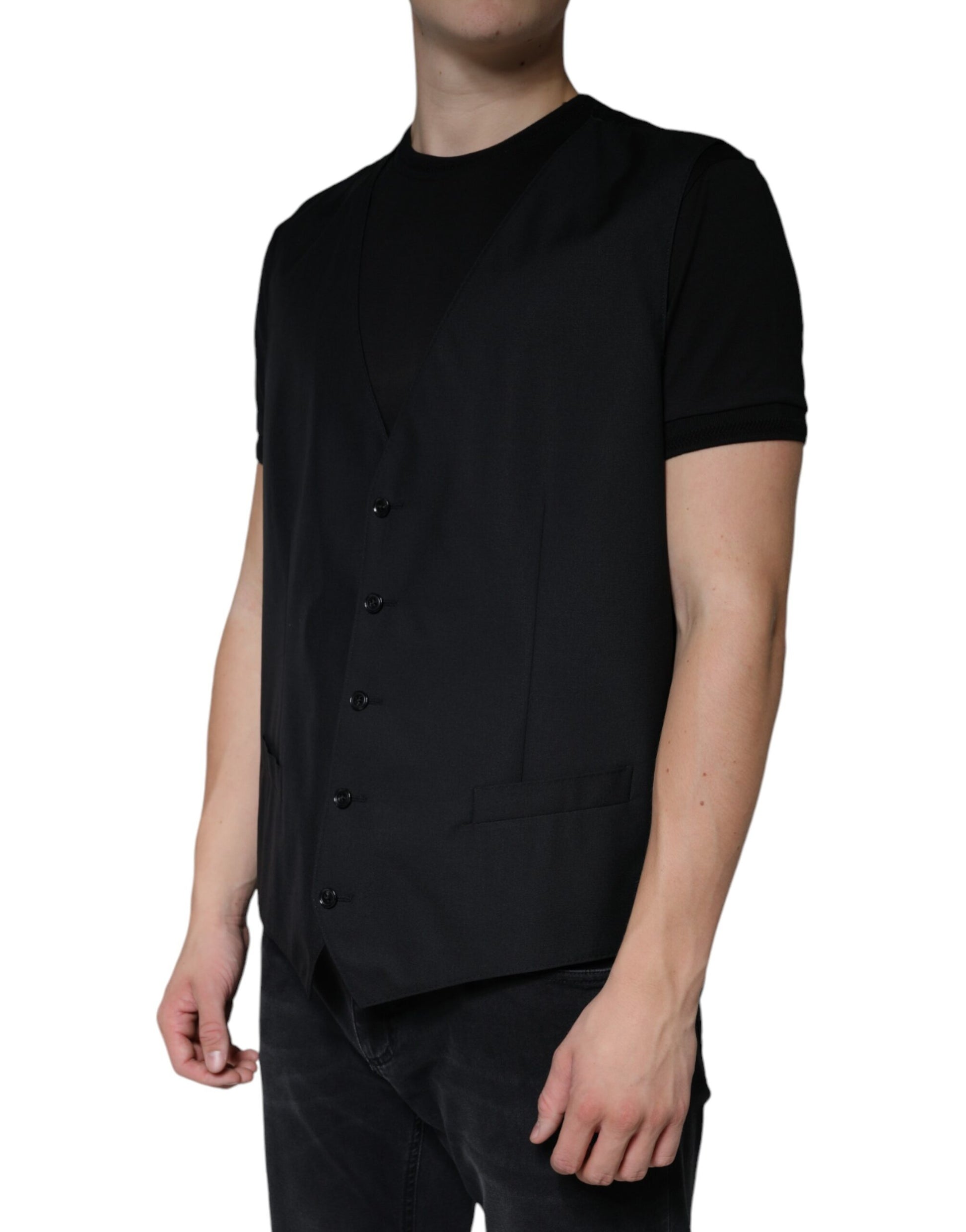 Dolce & Gabbana Gilet Noir en Laine Robe Gilet Formel