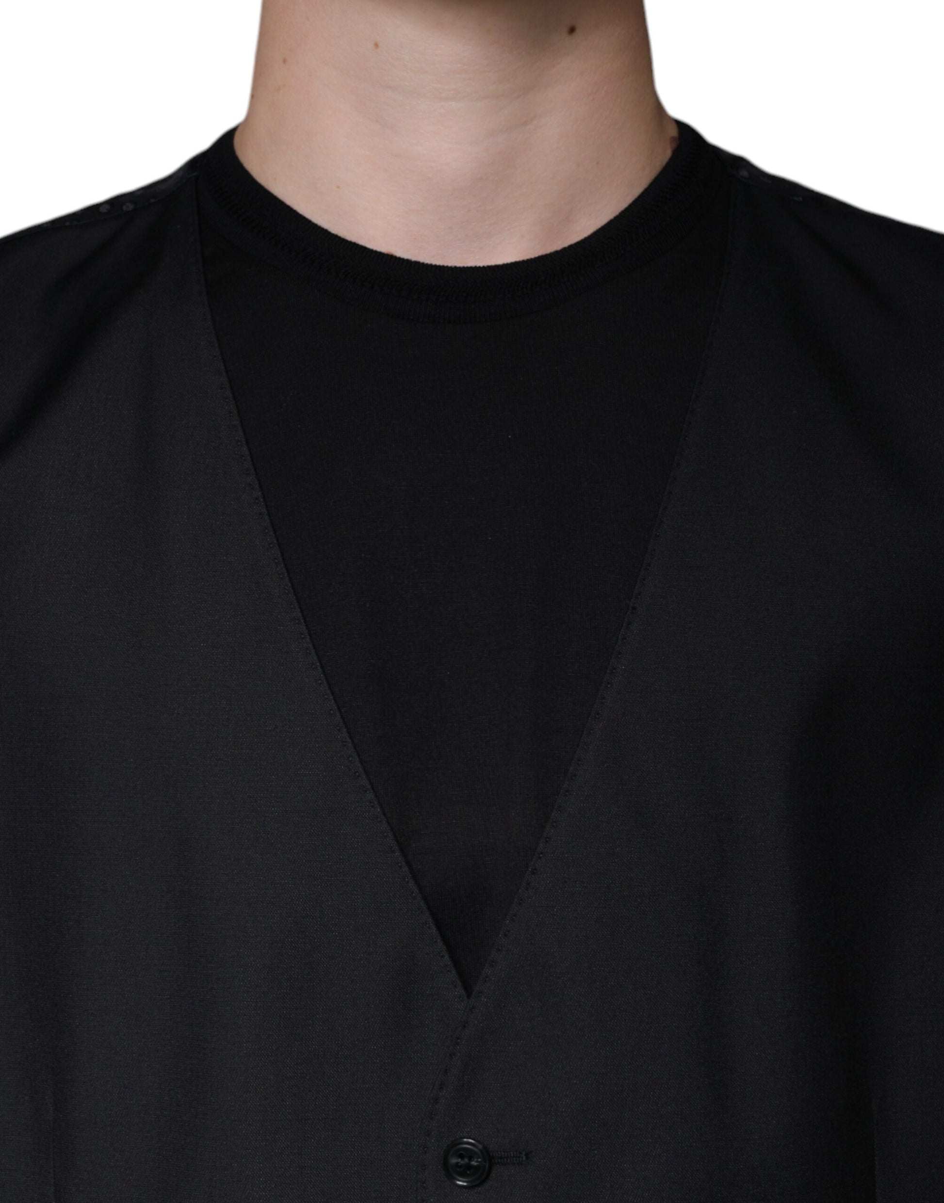 Dolce & Gabbana Gilet Noir en Laine Robe Gilet Formel