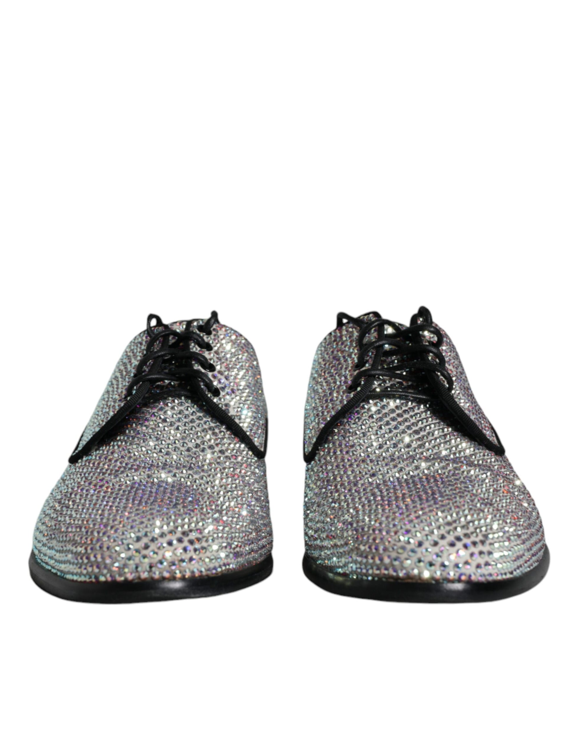 Chaussures de ville Richelieu Dolce & Gabbana en cuir argenté avec strass