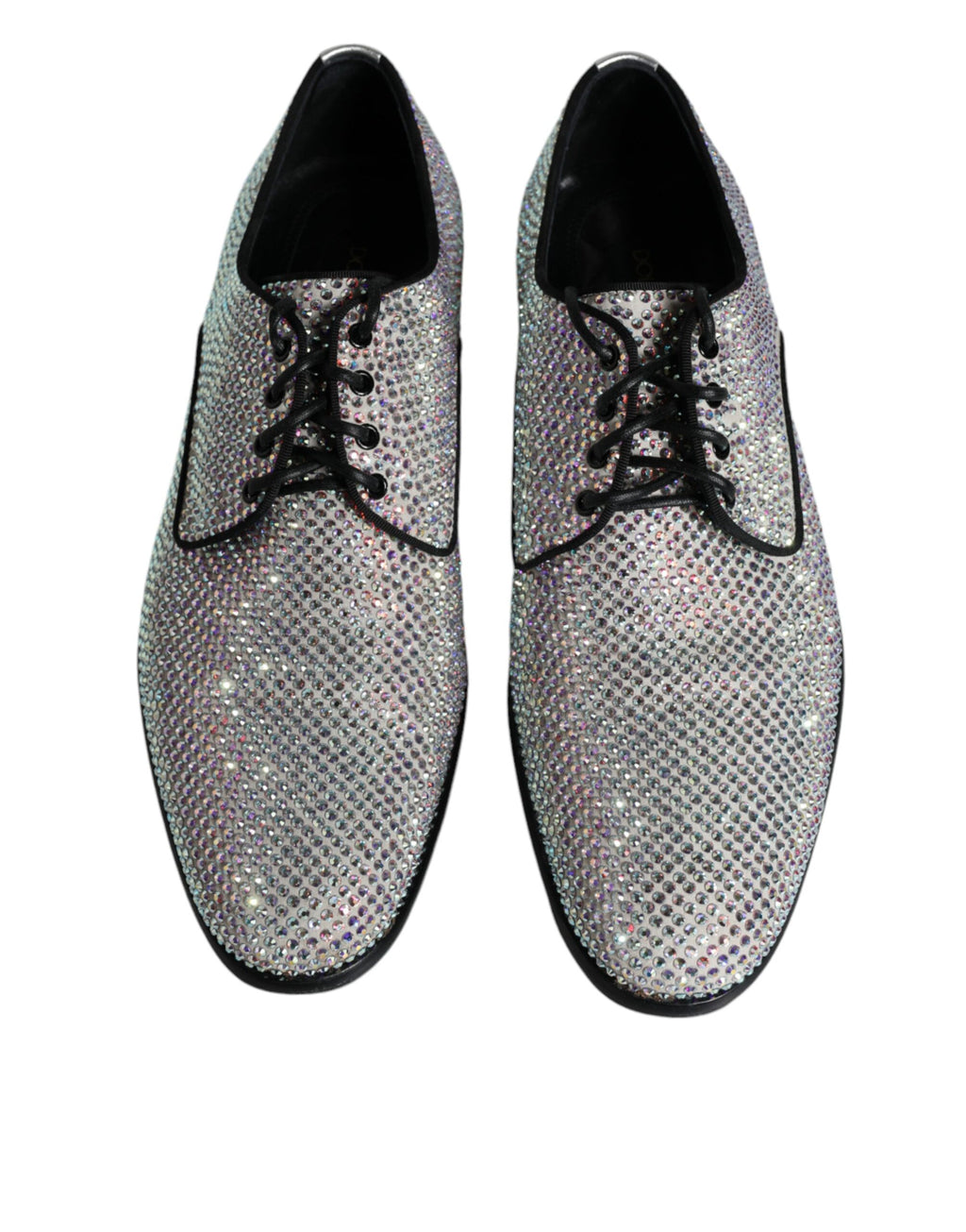 Chaussures de ville Richelieu Dolce & Gabbana en cuir argenté avec strass