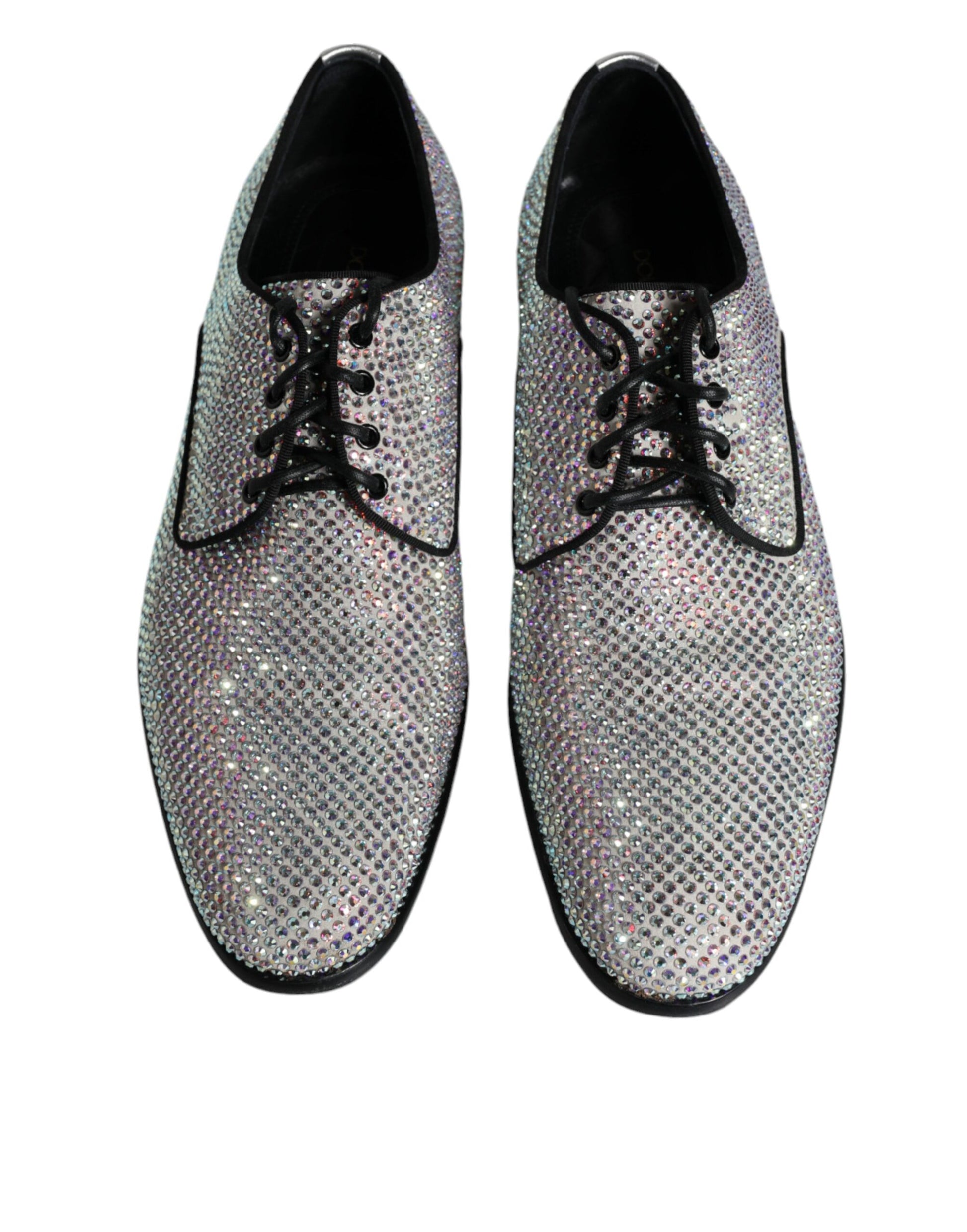Chaussures de ville Richelieu Dolce & Gabbana en cuir argenté avec strass