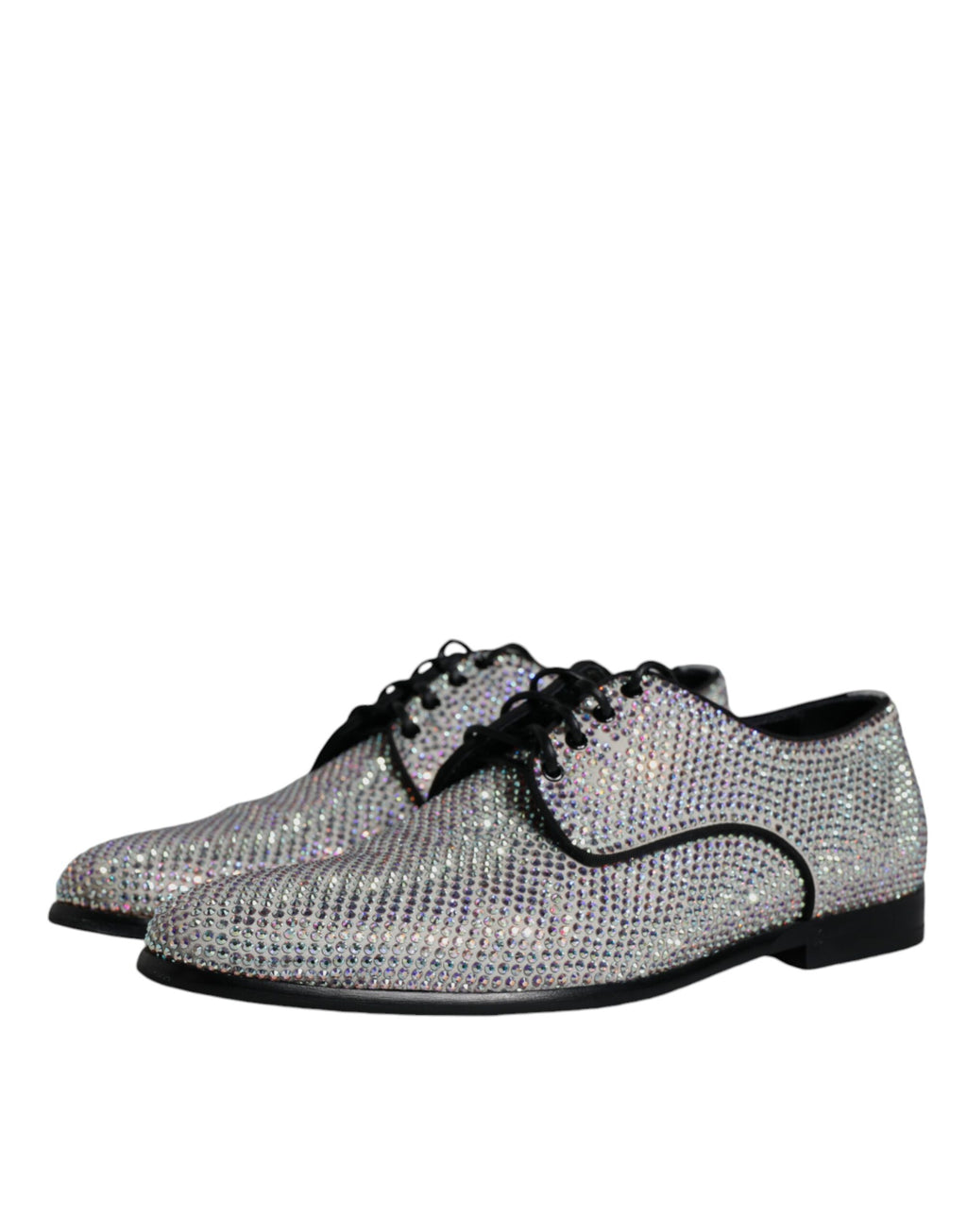 Chaussures de ville Richelieu Dolce & Gabbana en cuir argenté avec strass