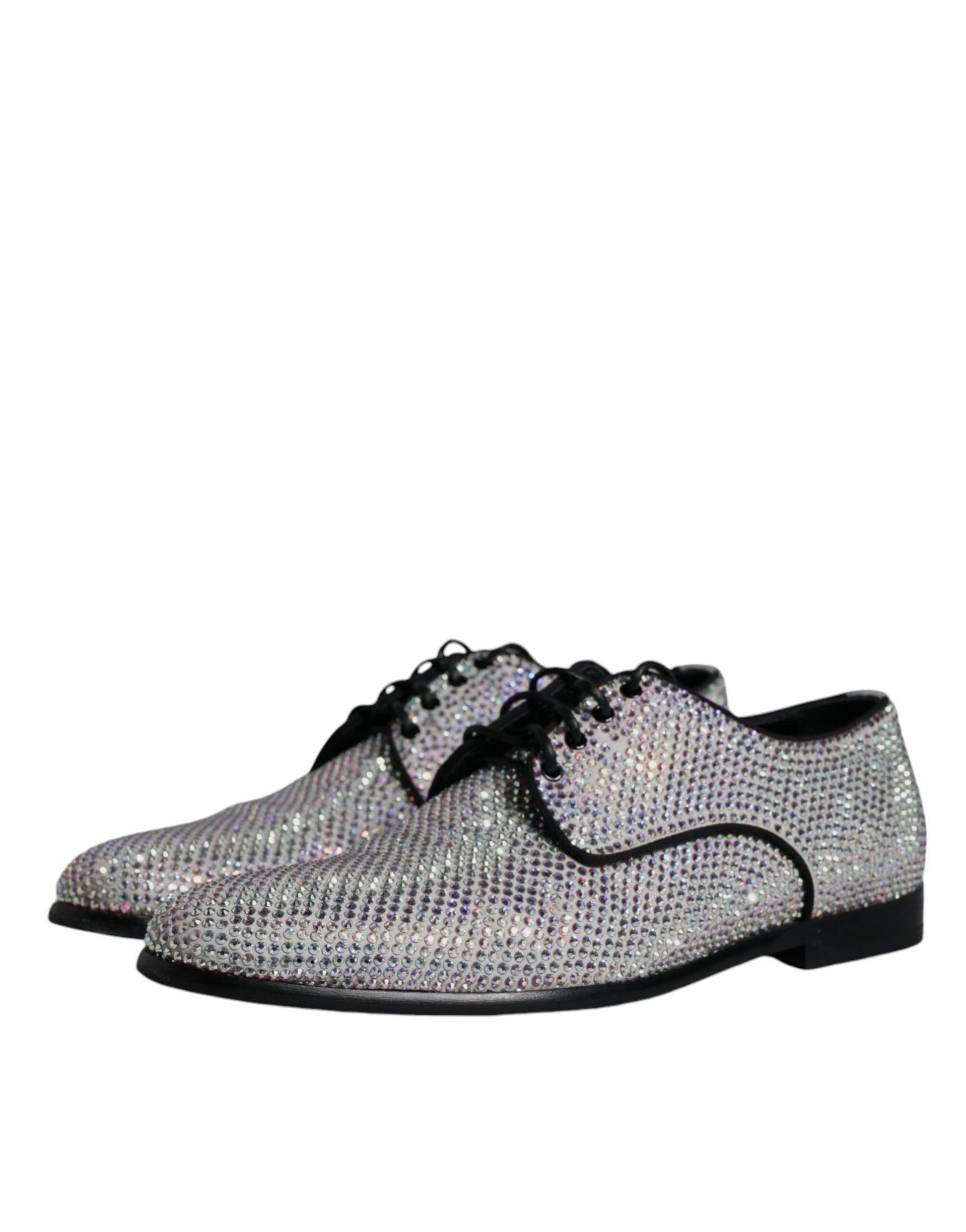 Chaussures de ville Richelieu Dolce & Gabbana en cuir argenté avec strass