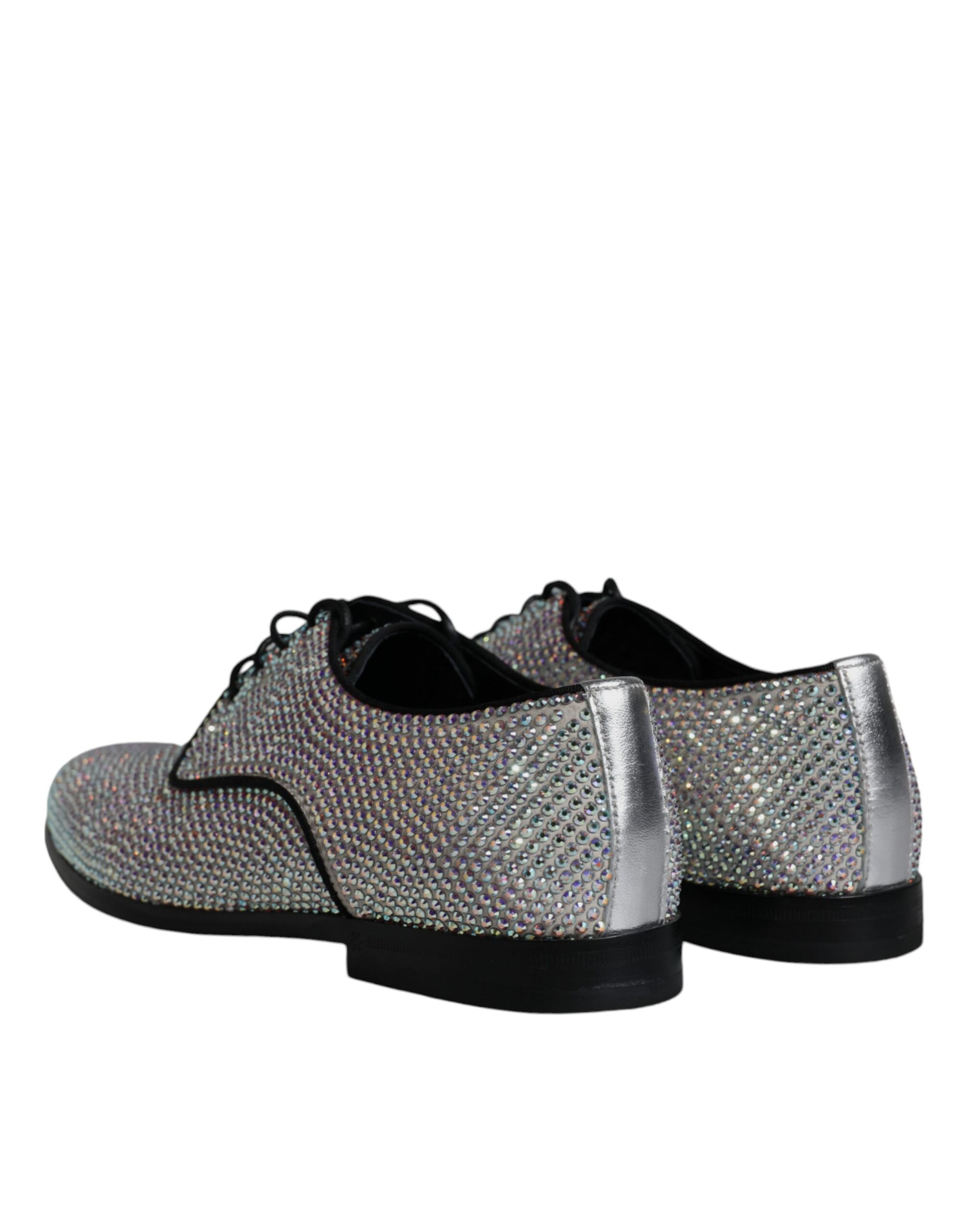 Chaussures de ville Richelieu Dolce & Gabbana en cuir argenté avec strass