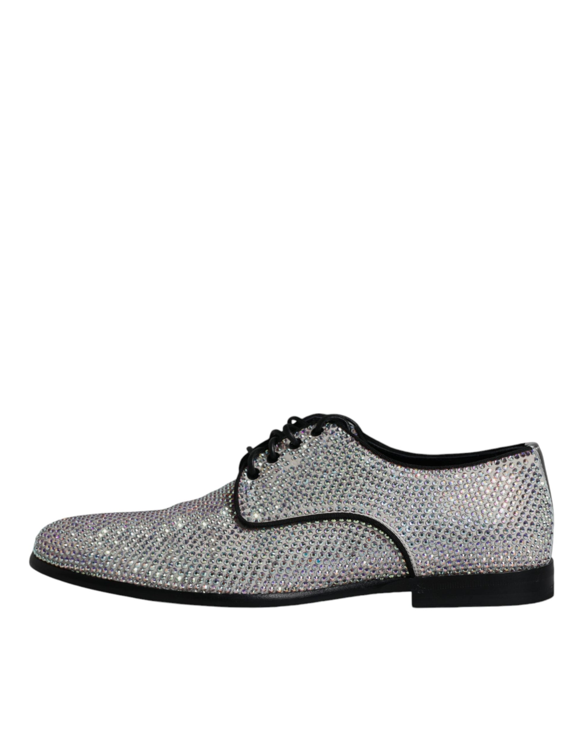 Chaussures de ville Richelieu Dolce & Gabbana en cuir argenté avec strass