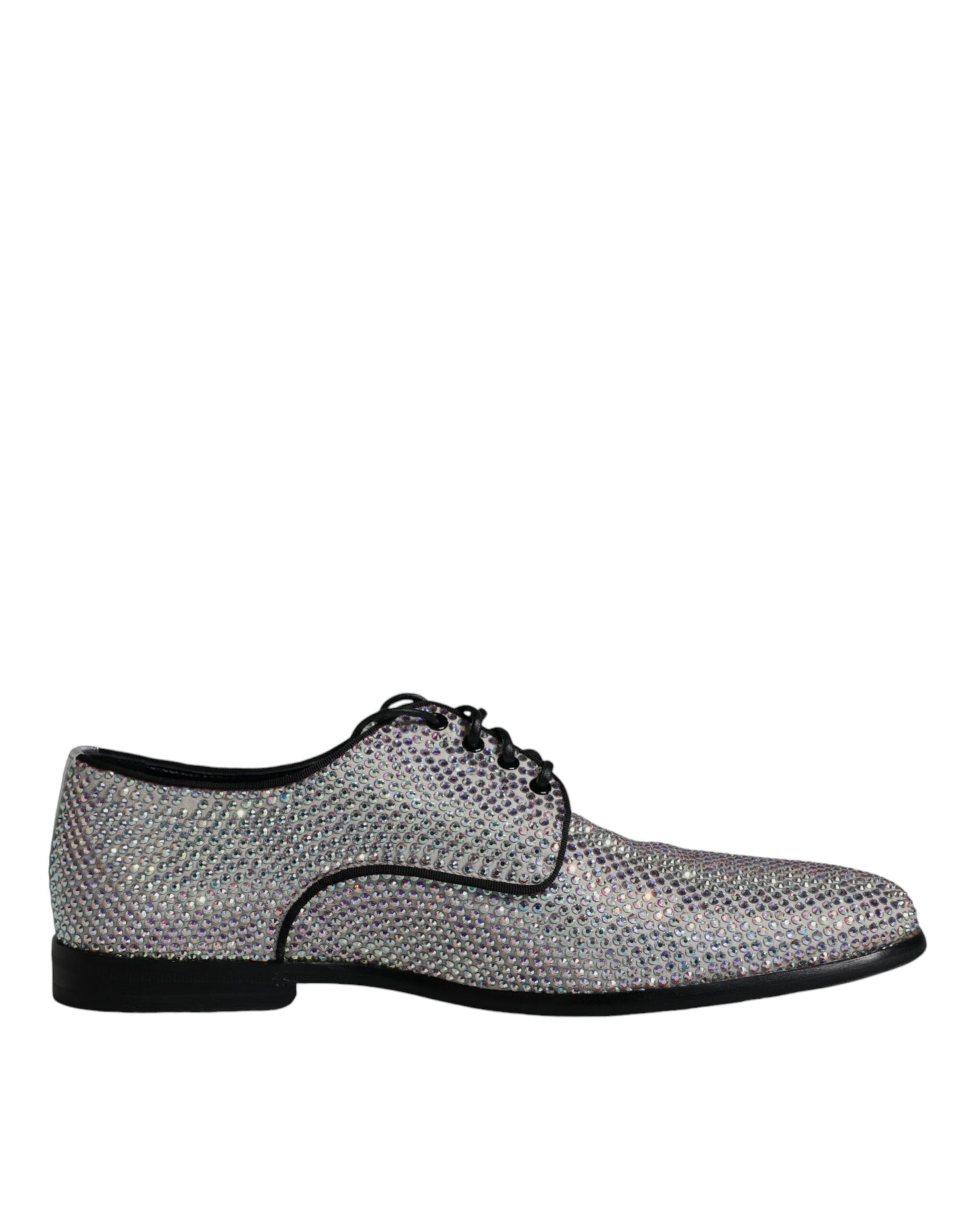 Chaussures de ville Richelieu Dolce & Gabbana en cuir argenté avec strass