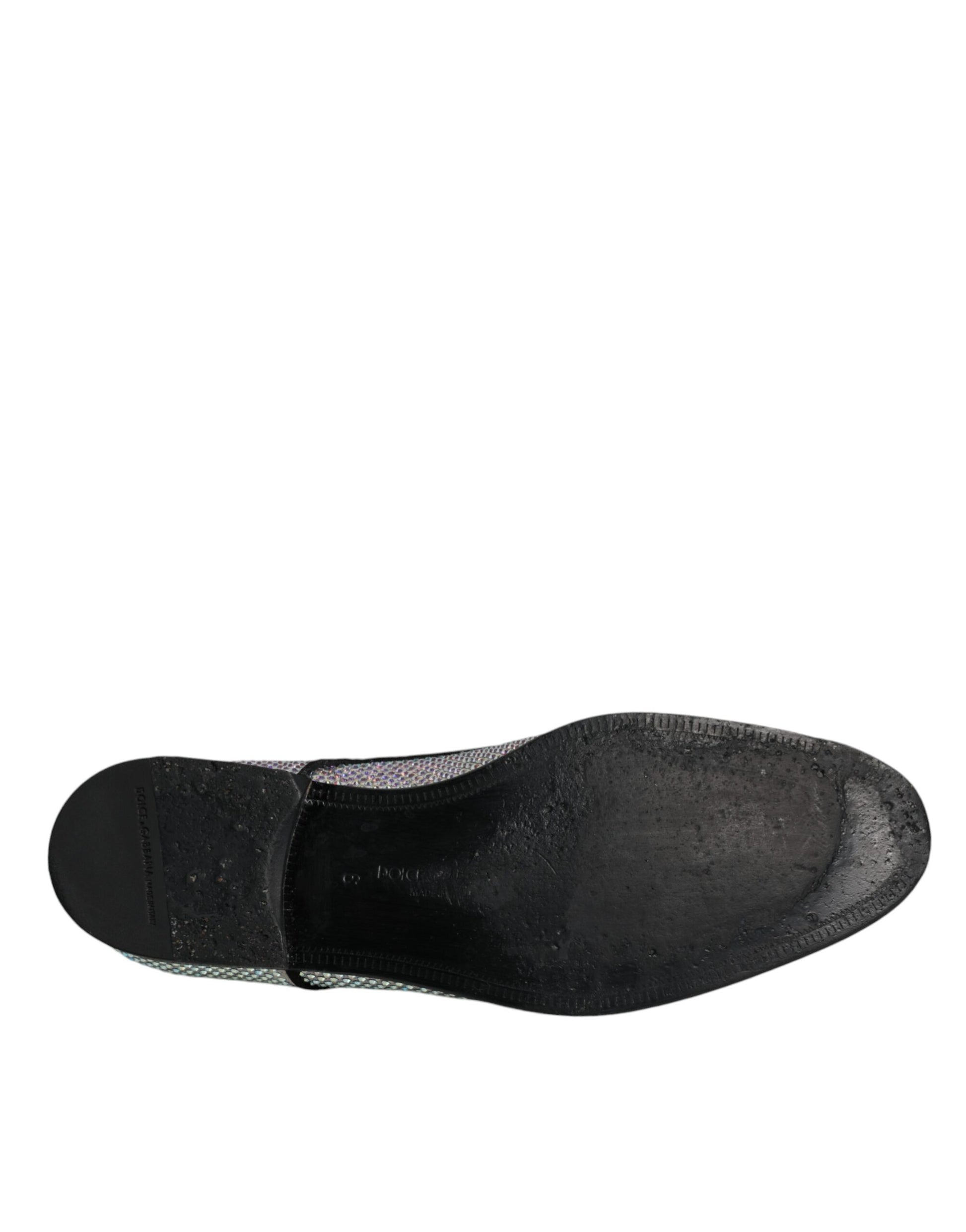 Chaussures de ville Richelieu Dolce & Gabbana en cuir argenté avec strass