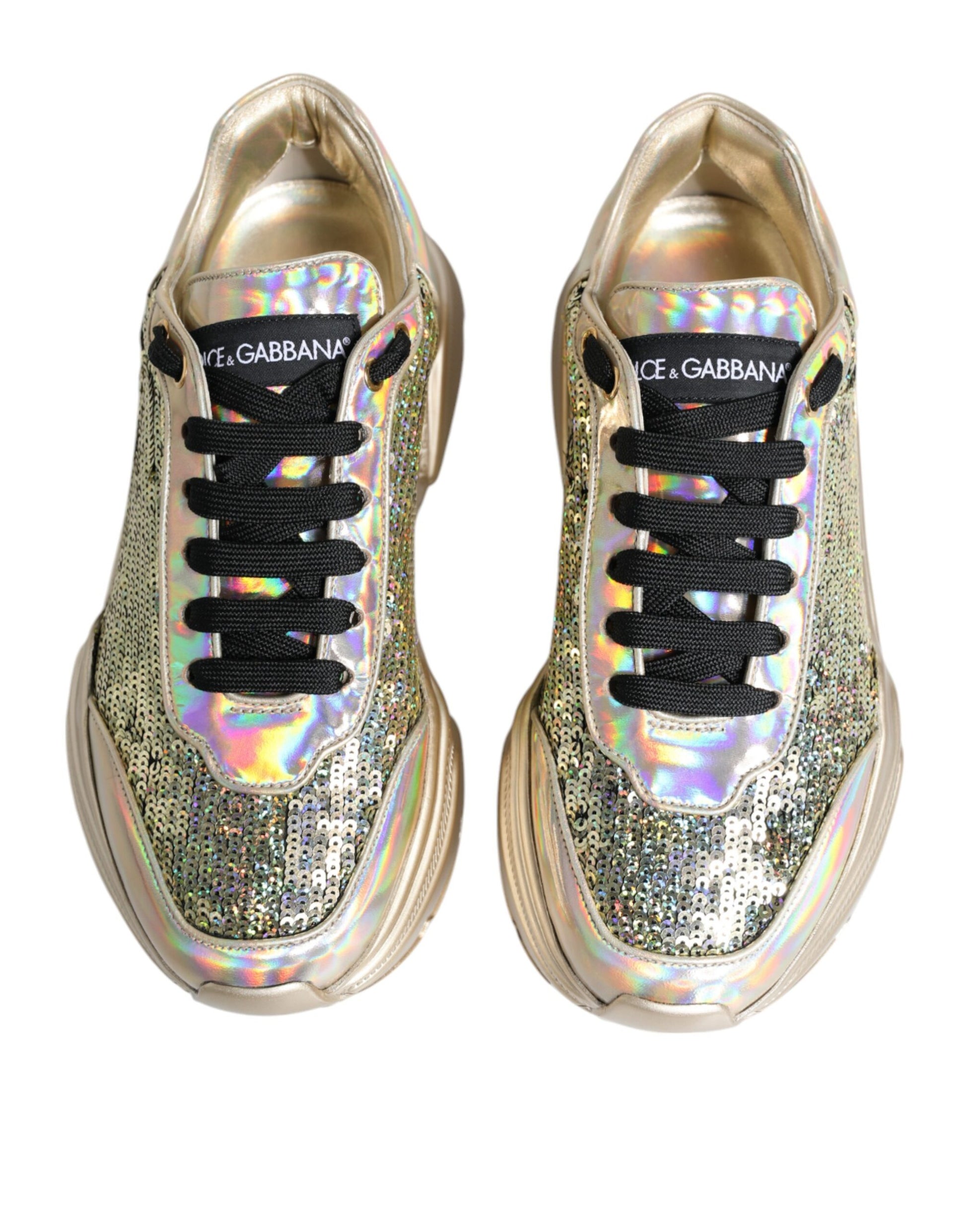 Chaussures Baskets Daymaster Irisées à Paillettes Dorées Dolce & Gabbana