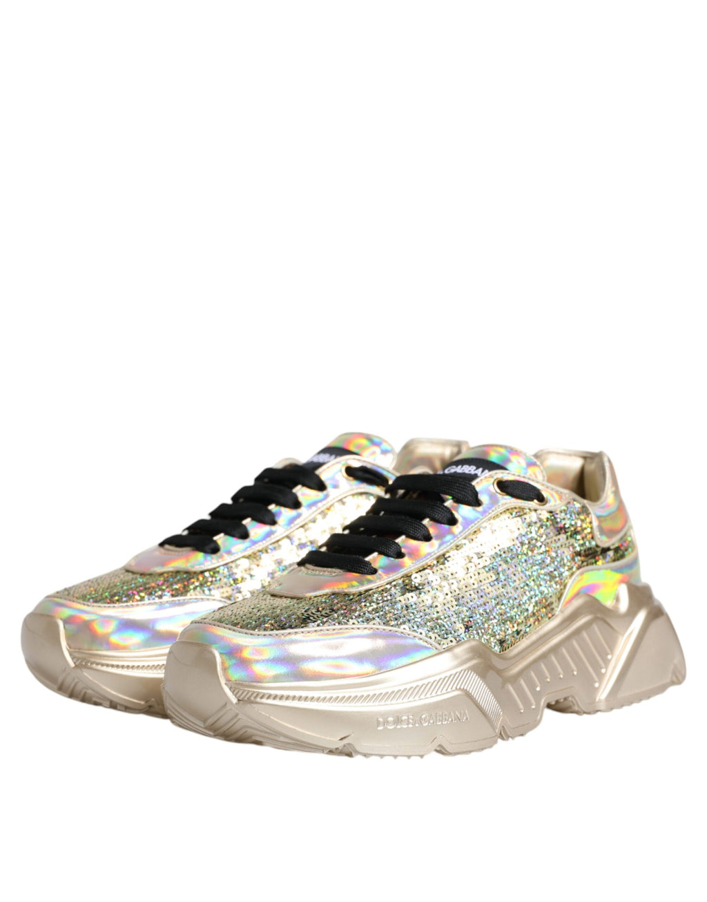 Chaussures Baskets Daymaster Irisées à Paillettes Dorées Dolce & Gabbana