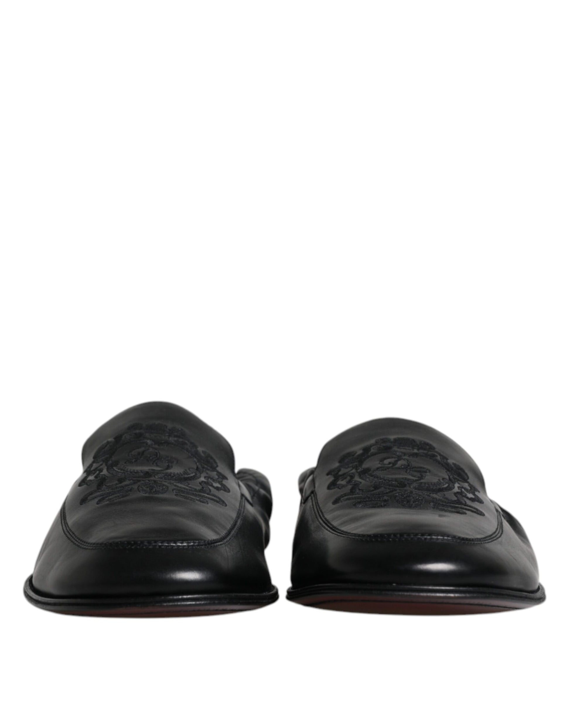 Mocassins Homme Dolce & Gabbana en Cuir Noir Brodés du Logo
