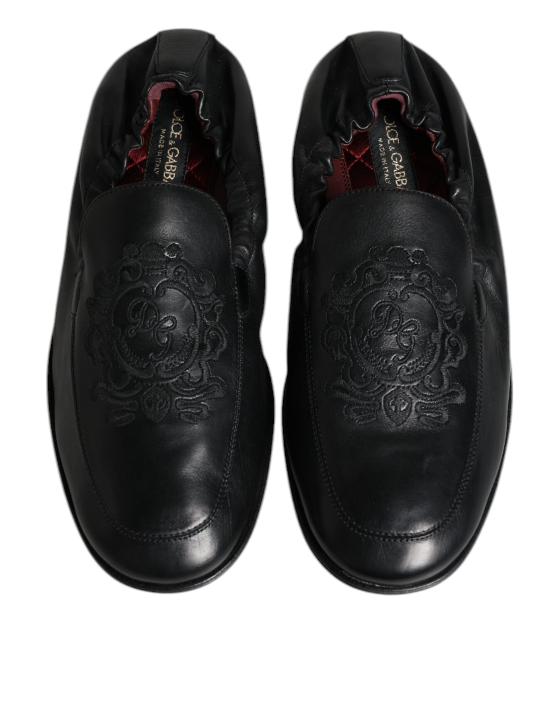 Mocassins Homme Dolce & Gabbana en Cuir Noir Brodés du Logo