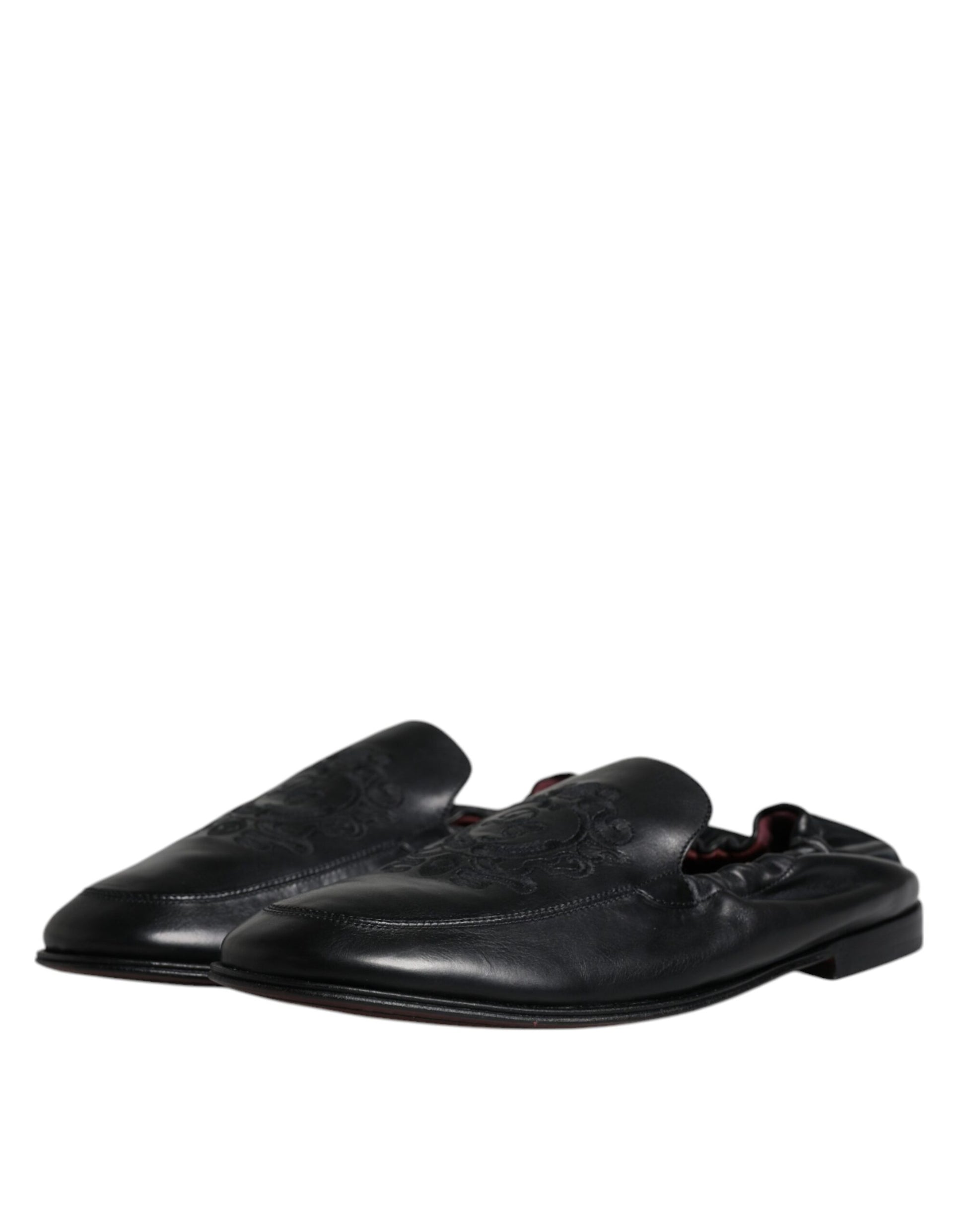 Mocassins Homme Dolce & Gabbana en Cuir Noir Brodés du Logo
