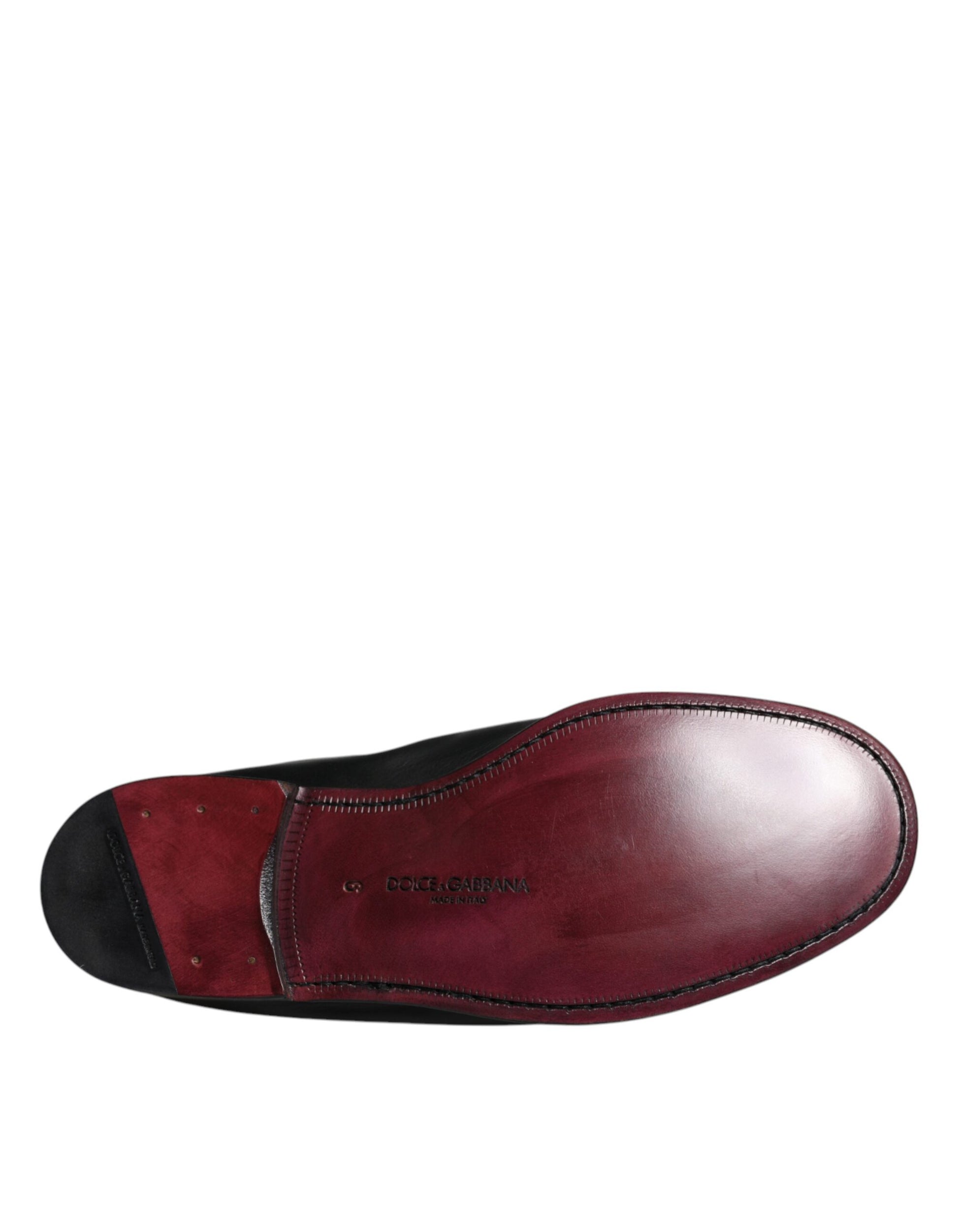 Mocassins Homme Dolce & Gabbana en Cuir Noir Brodés du Logo