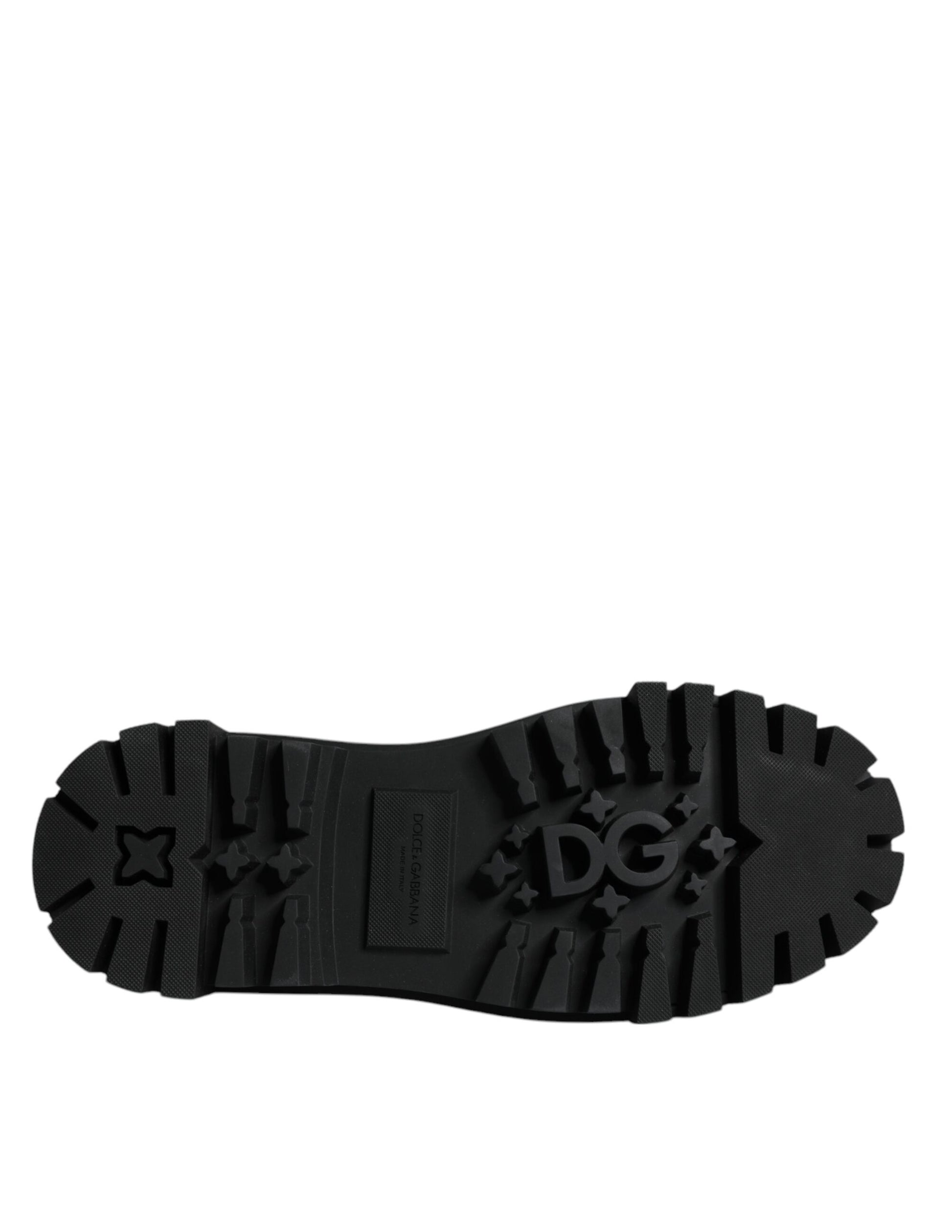 Chaussures habillées de randonnée montantes en cuir noir Dolce & Gabbana