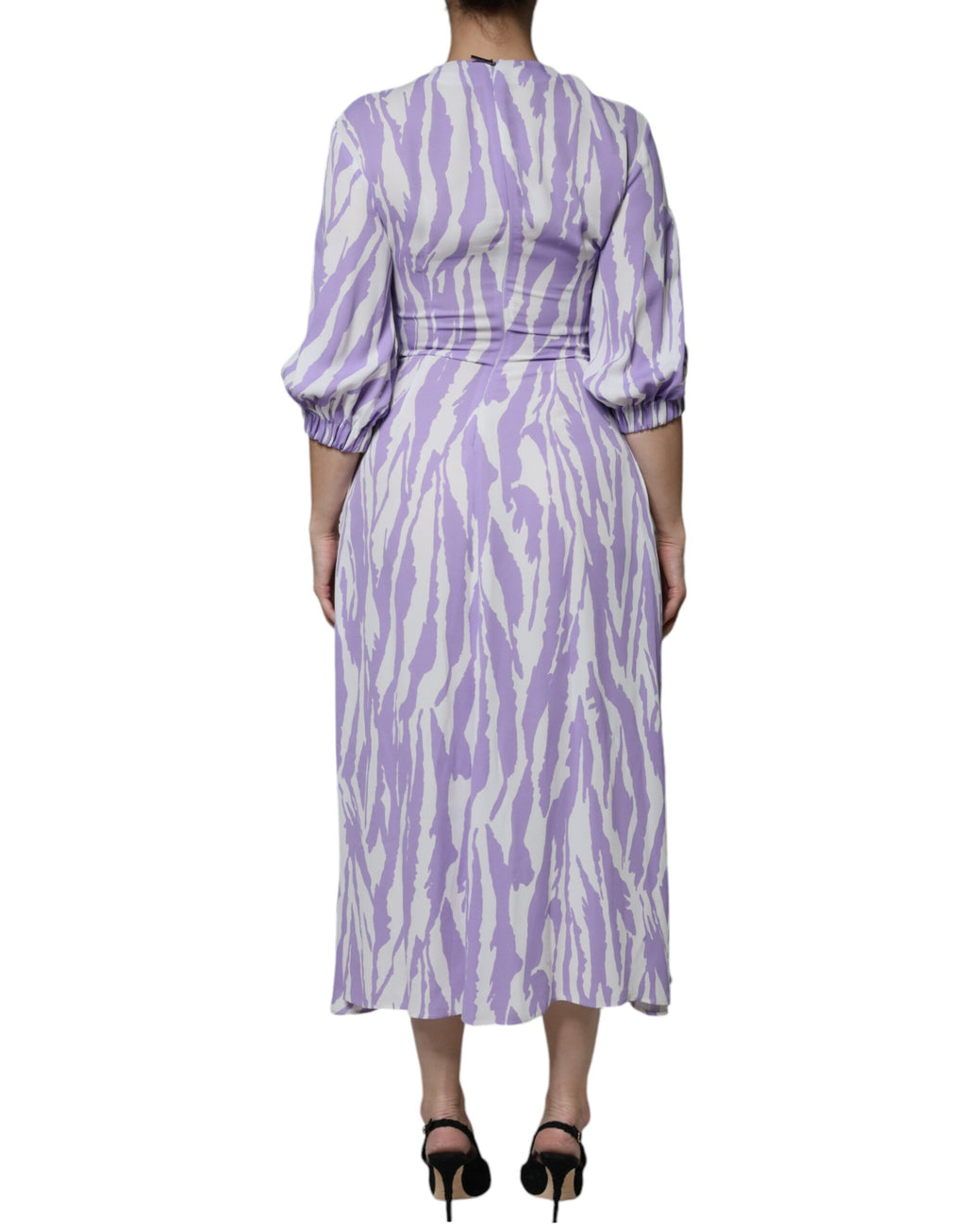 MSGM – Maxikleid aus Viskose mit kurzen Ärmeln, weiß/lila
