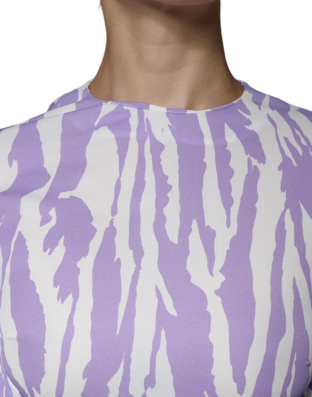 MSGM – Maxikleid aus Viskose mit kurzen Ärmeln, weiß/lila