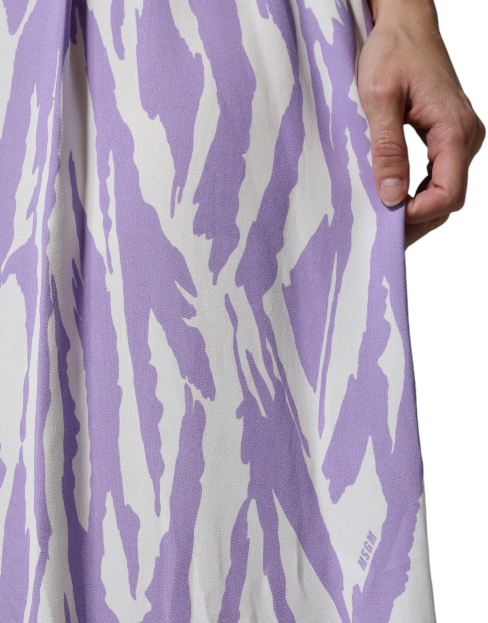 MSGM – Maxikleid aus Viskose mit kurzen Ärmeln, weiß/lila