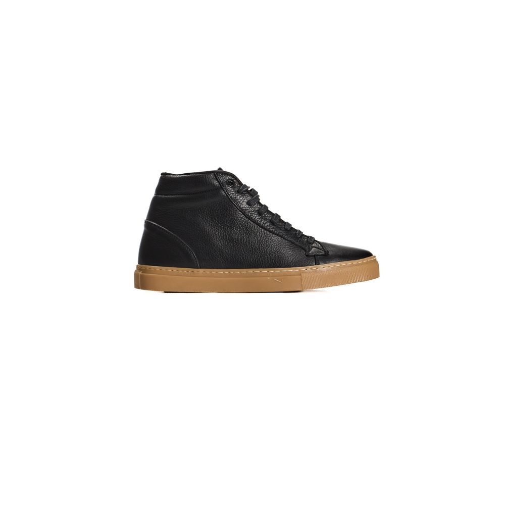Baskets homme Roberto Pepe en cuir de veau noir de luxe