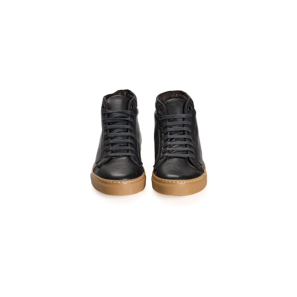 Baskets homme Roberto Pepe en cuir de veau noir de luxe