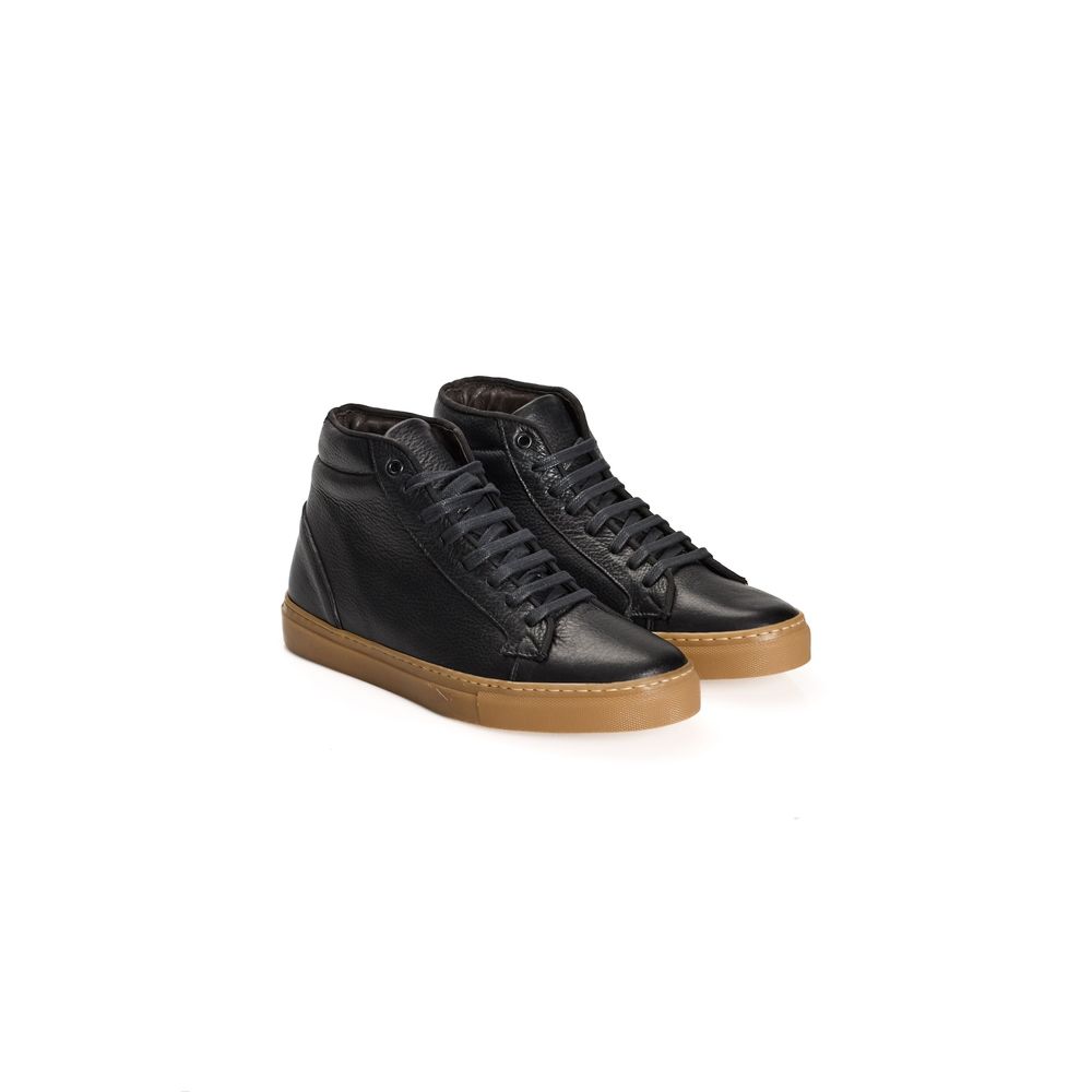 Baskets homme Roberto Pepe en cuir de veau noir de luxe