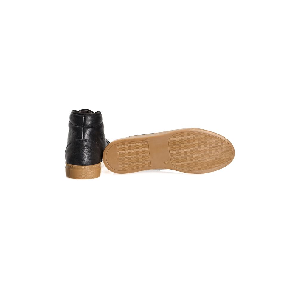 Baskets homme Roberto Pepe en cuir de veau noir de luxe