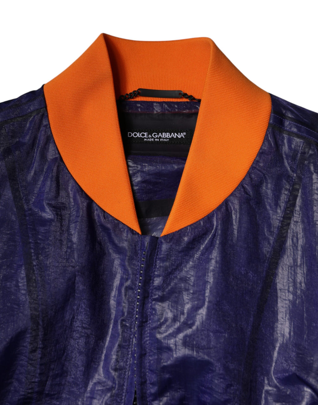 Blouson bomber Dolce & Gabbana en coton stretch bleu avec fermeture éclair intégrale