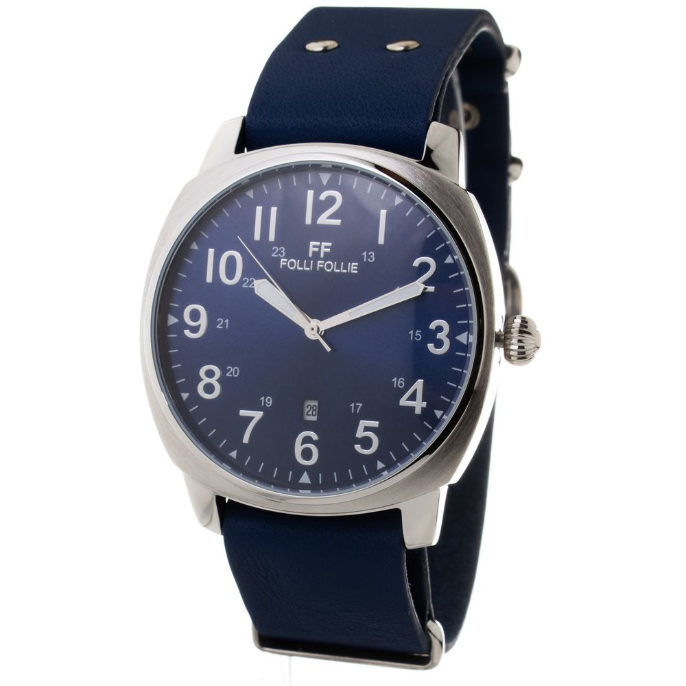Montre habillée en cuir bleu Folli Follie