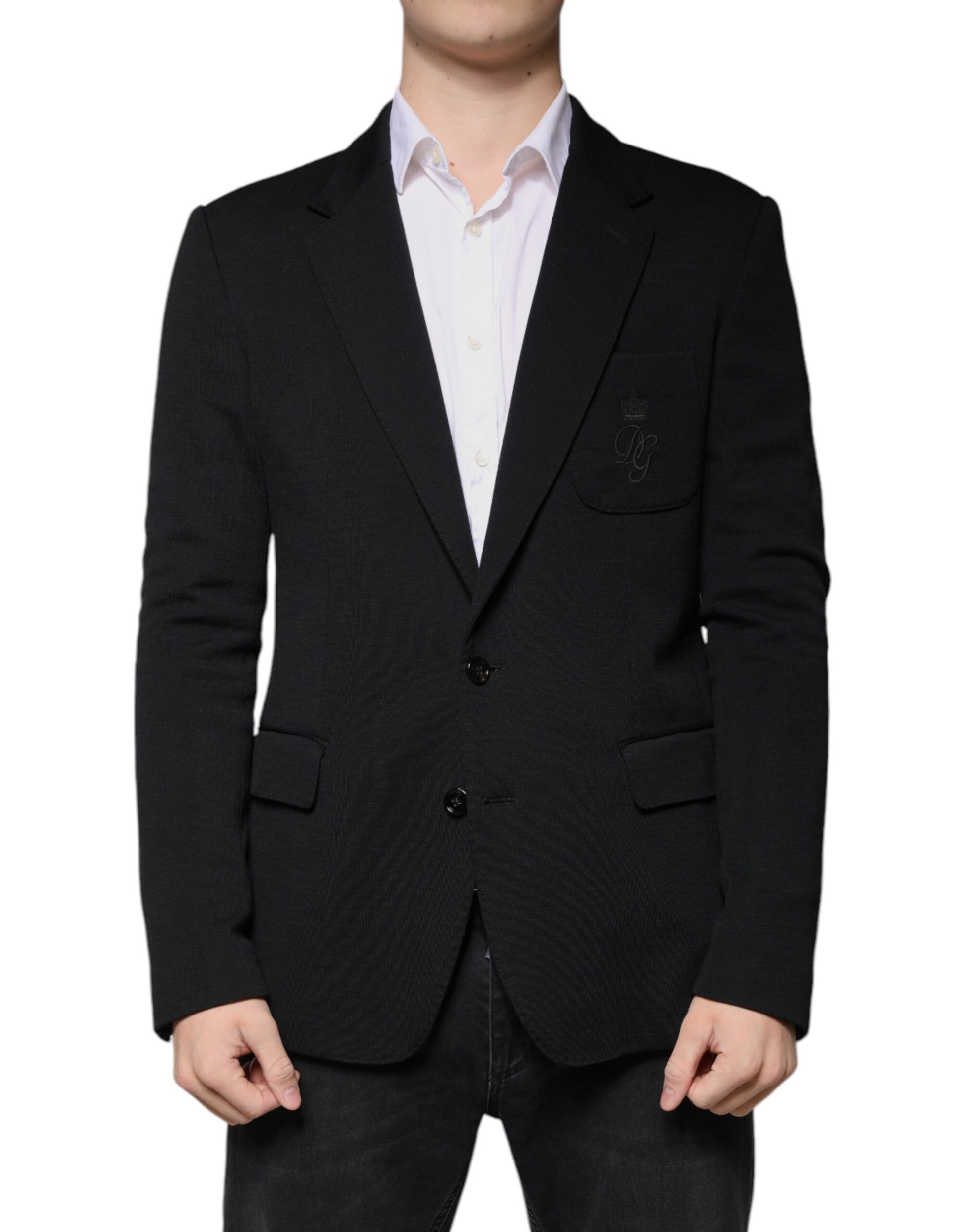 Blazer de Costume Dolce & Gabbana Noir en Laine à Simple Boutonnage