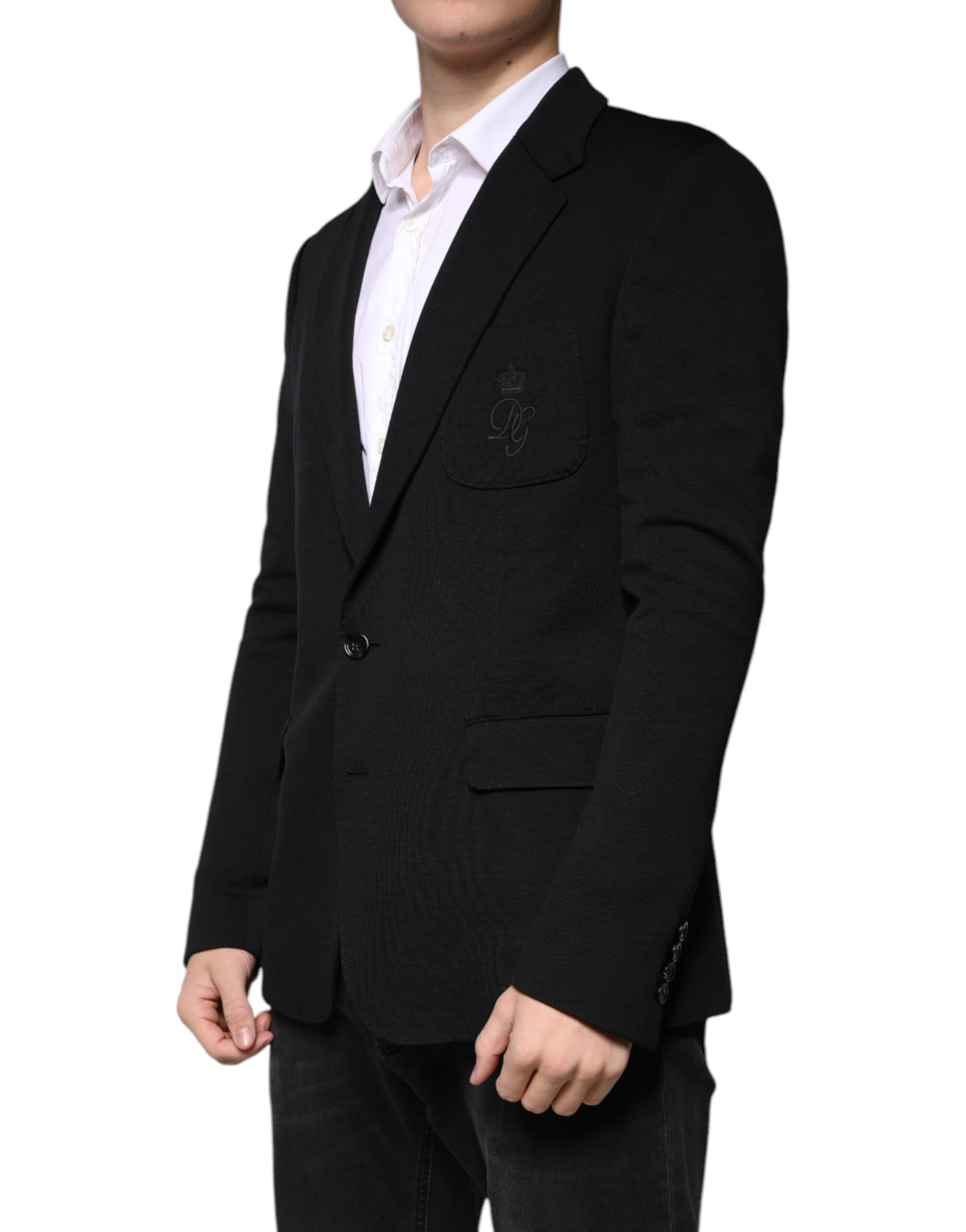 Blazer de Costume Dolce & Gabbana Noir en Laine à Simple Boutonnage