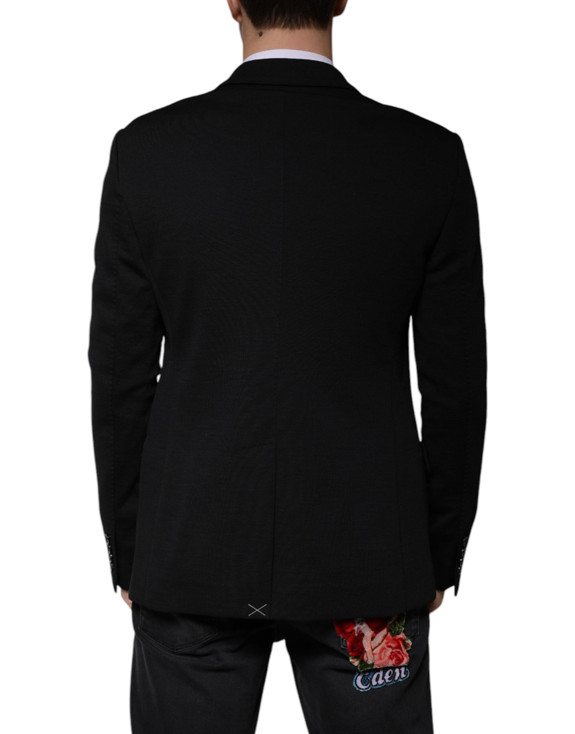 Blazer de Costume Dolce & Gabbana Noir en Laine à Simple Boutonnage