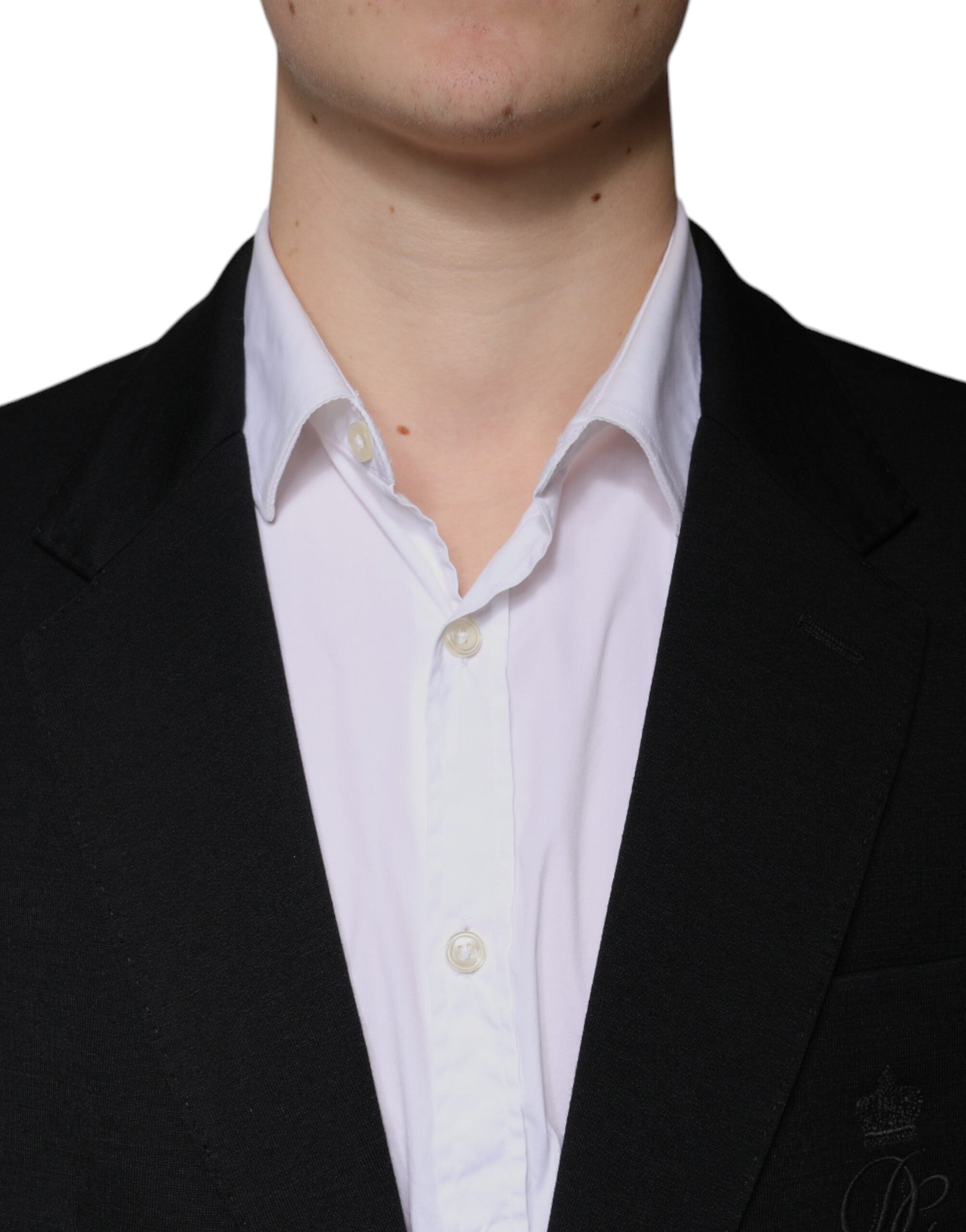 Blazer de Costume Dolce & Gabbana Noir en Laine à Simple Boutonnage