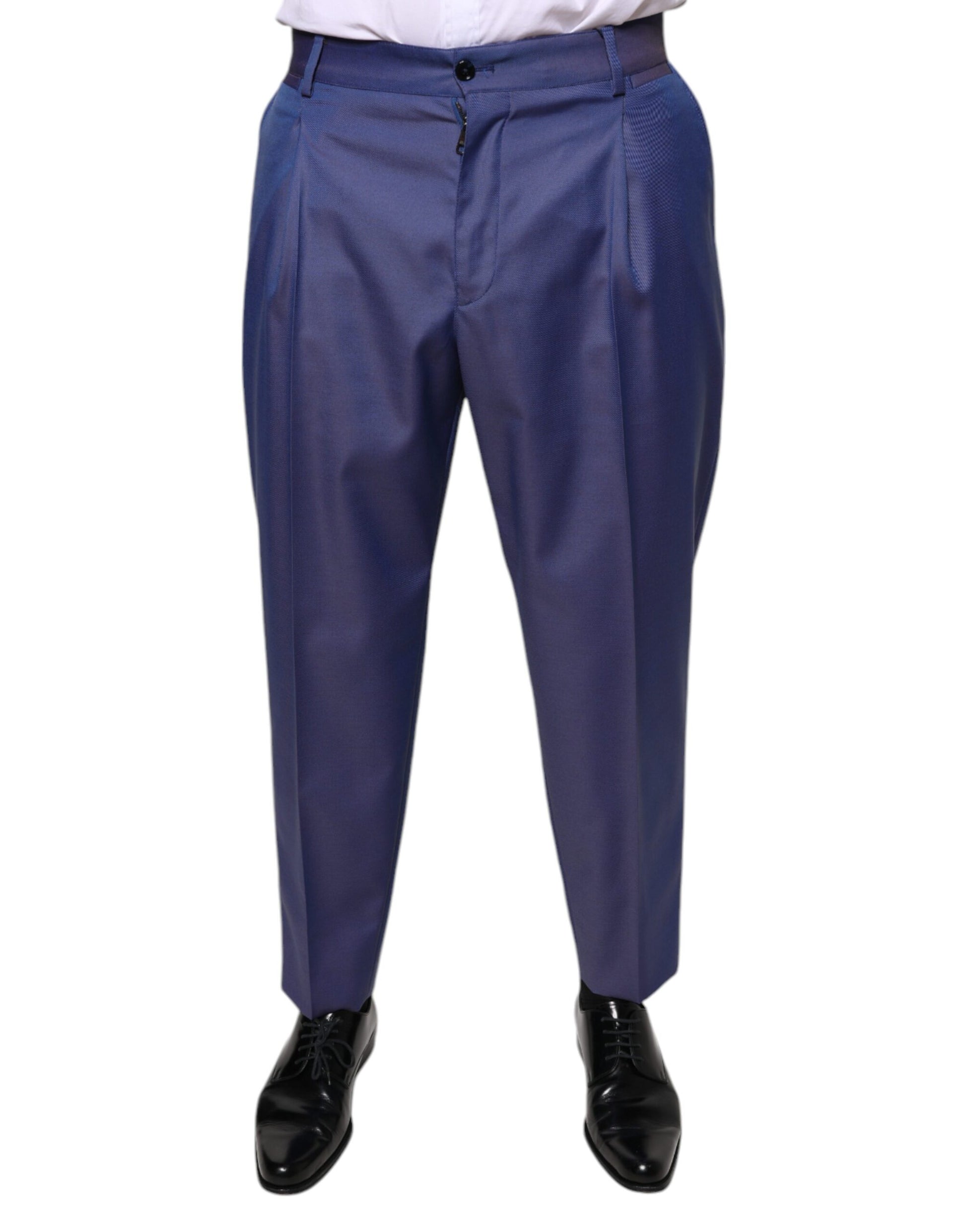 Pantalon habillé fuselé en laine bleue Dolce & Gabbana