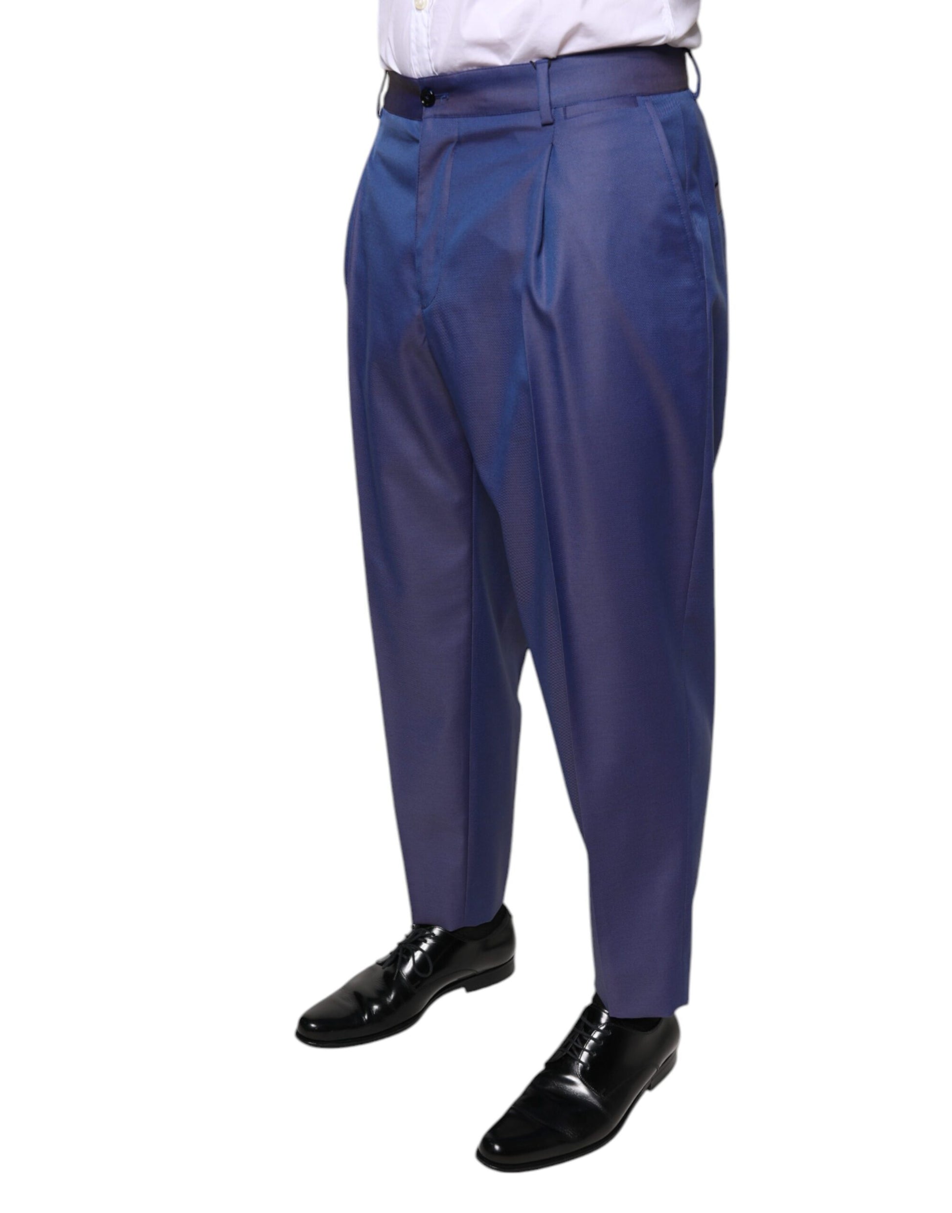 Pantalon habillé fuselé en laine bleue Dolce & Gabbana