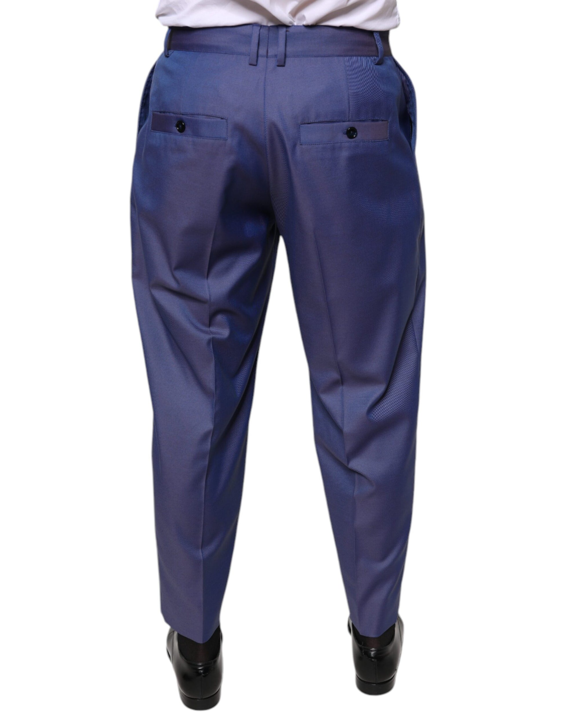 Pantalon habillé fuselé en laine bleue Dolce & Gabbana