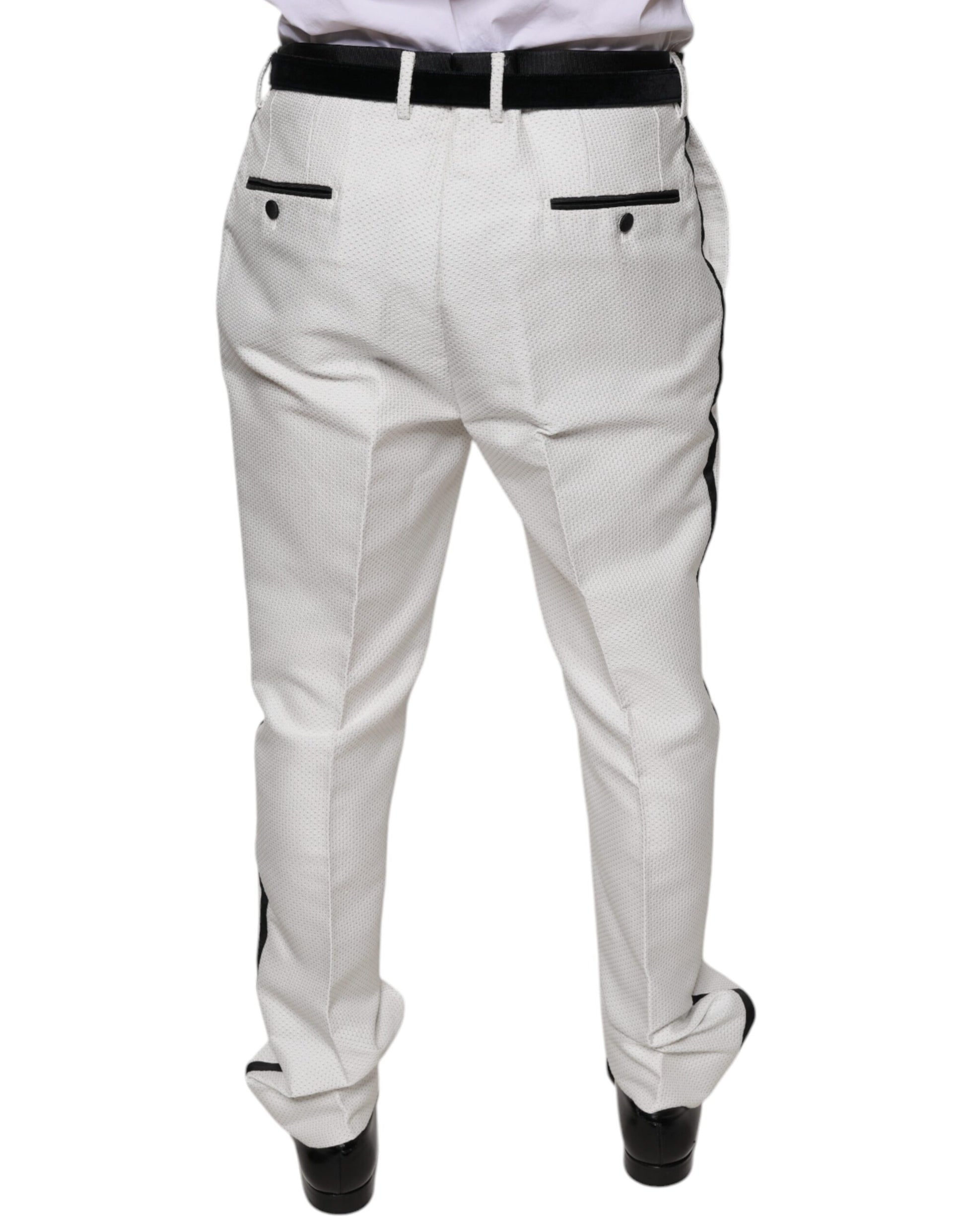 Pantalon de costume Dolce & Gabbana blanc en polyester