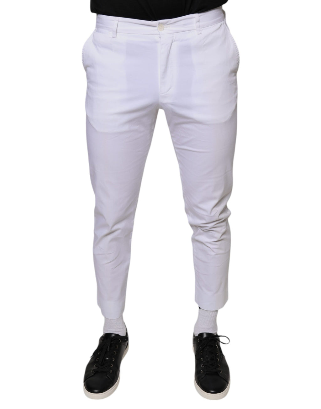 Dolce & Gabbana Pantalon habillé ajusté en coton blanc