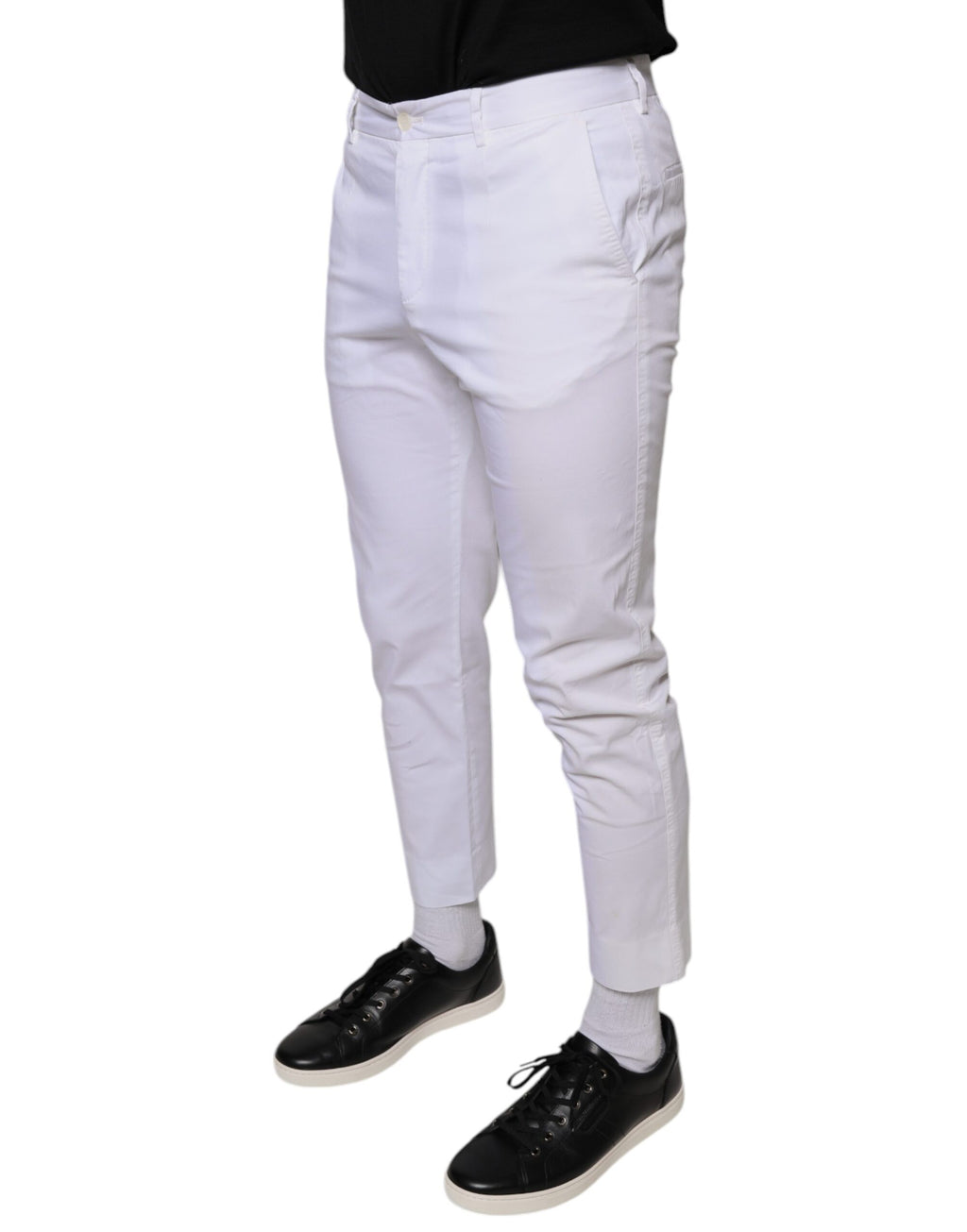 Dolce & Gabbana Pantalon habillé ajusté en coton blanc