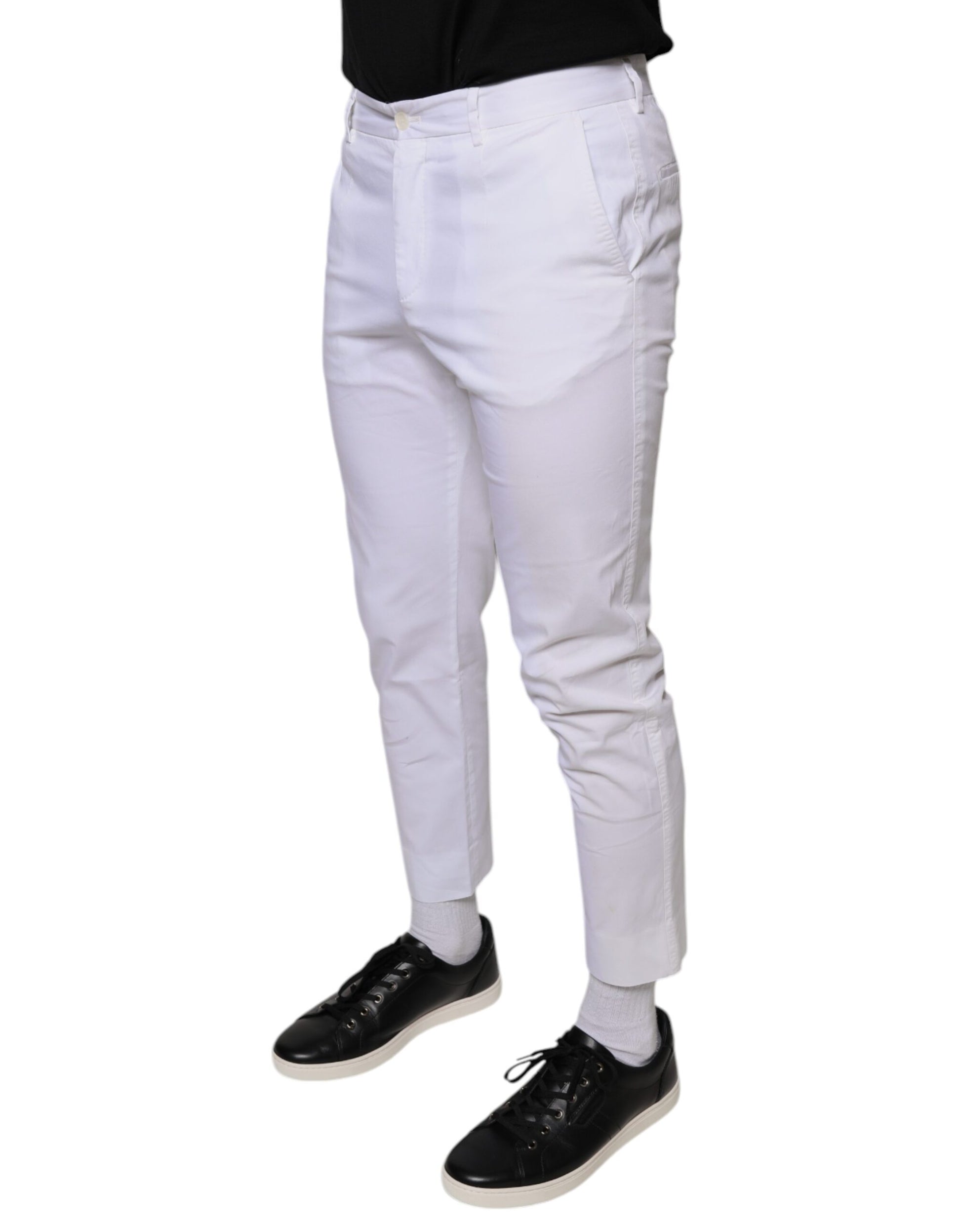 Dolce & Gabbana Pantalon habillé ajusté en coton blanc
