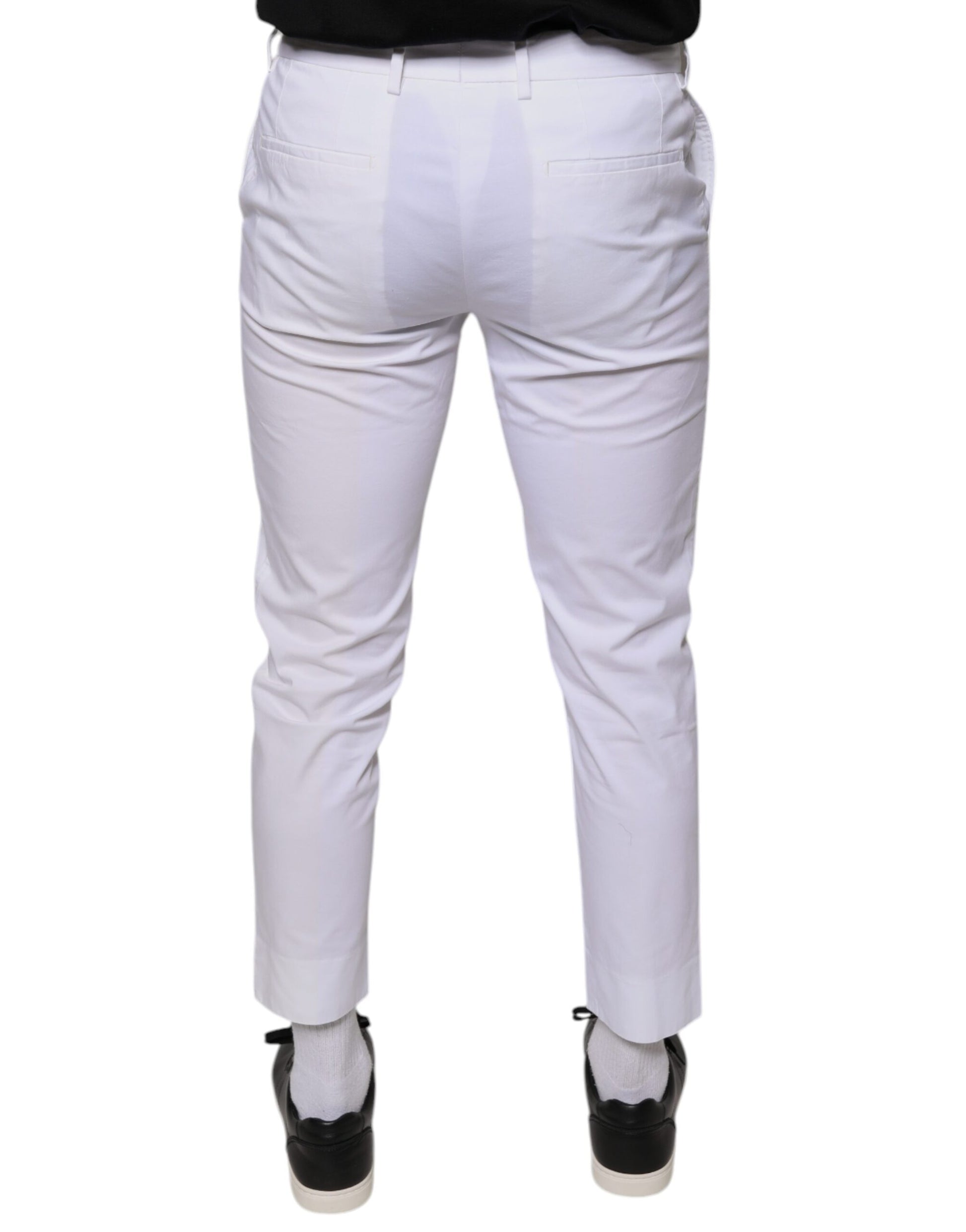 Dolce & Gabbana Pantalon habillé ajusté en coton blanc