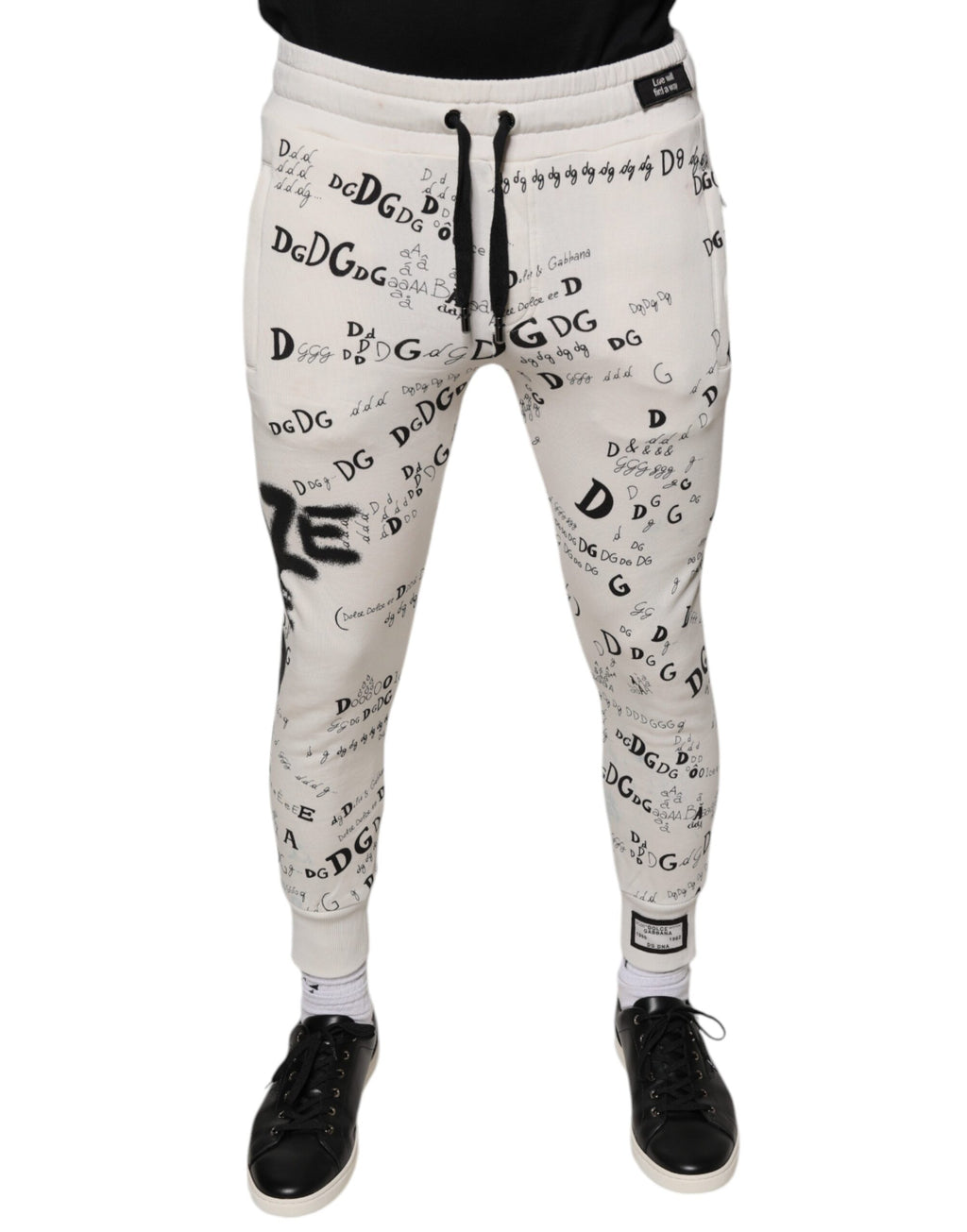 Dolce & Gabbana Pantalon de survêtement jogger en coton imprimé blanc