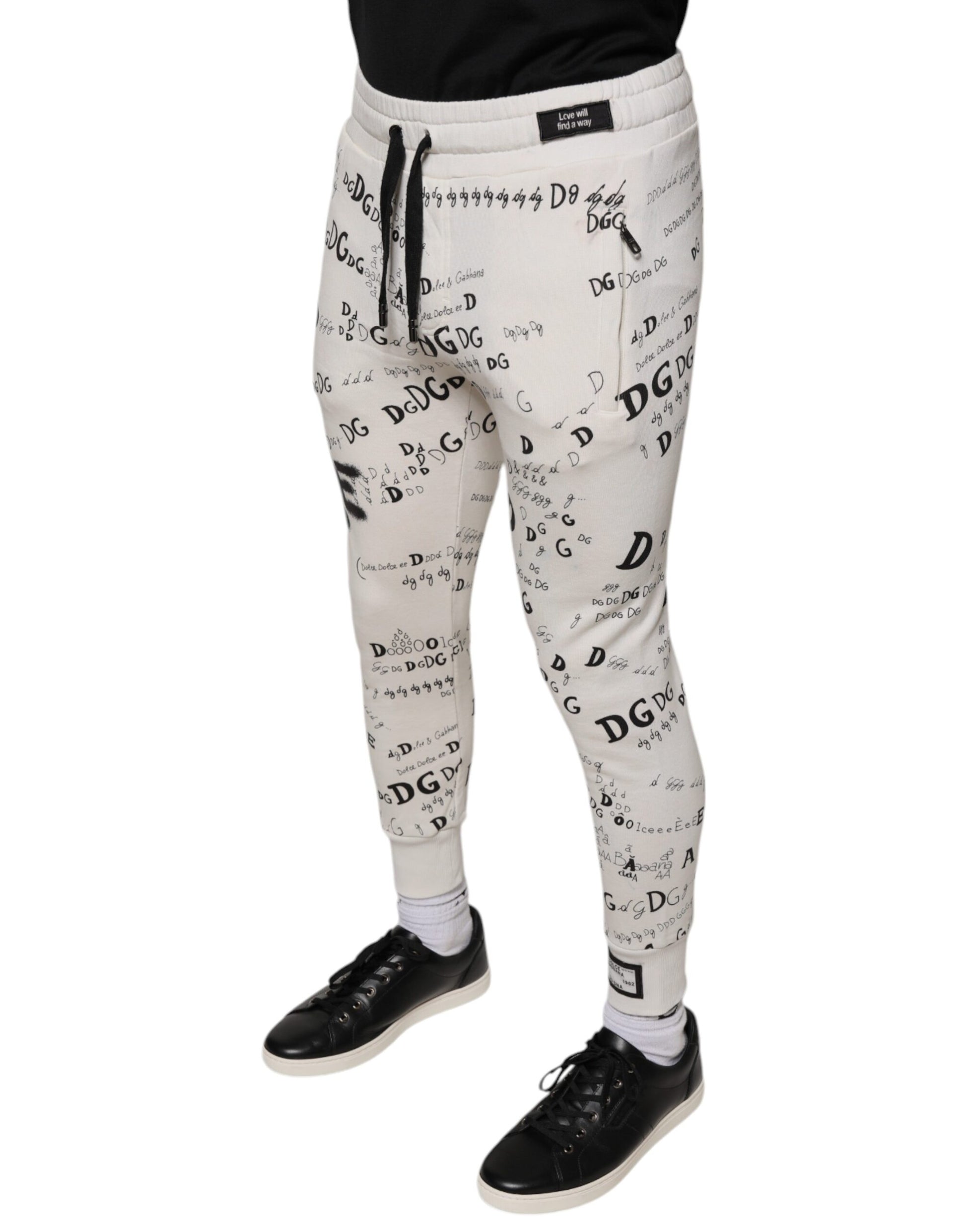 Dolce & Gabbana Pantalon de survêtement jogger en coton imprimé blanc
