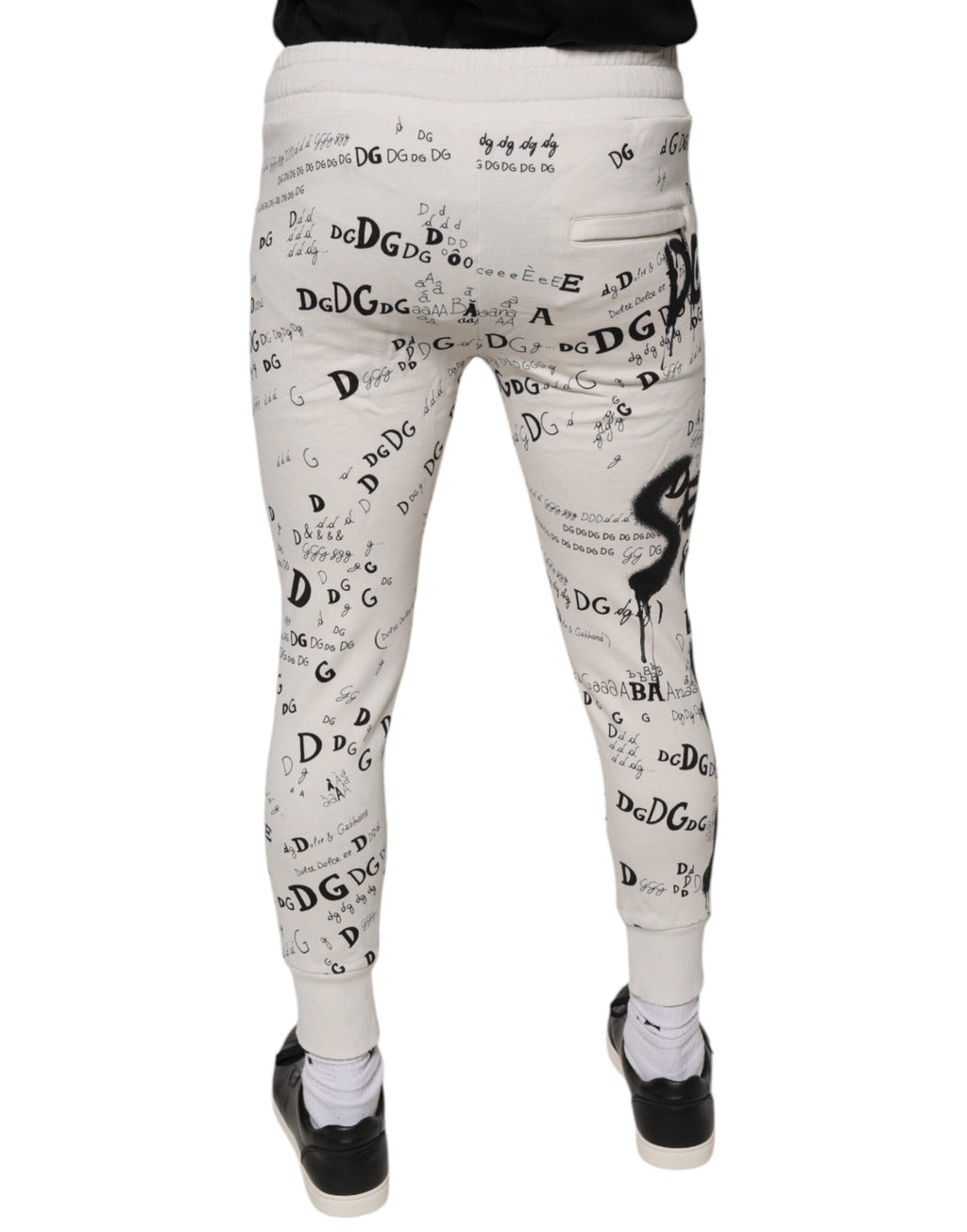 Dolce & Gabbana Pantalon de survêtement jogger en coton imprimé blanc
