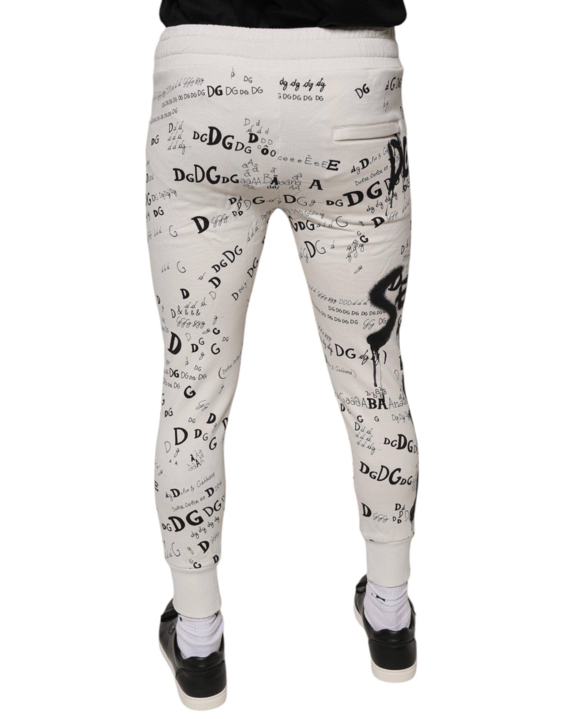 Dolce & Gabbana Pantalon de survêtement jogger en coton imprimé blanc