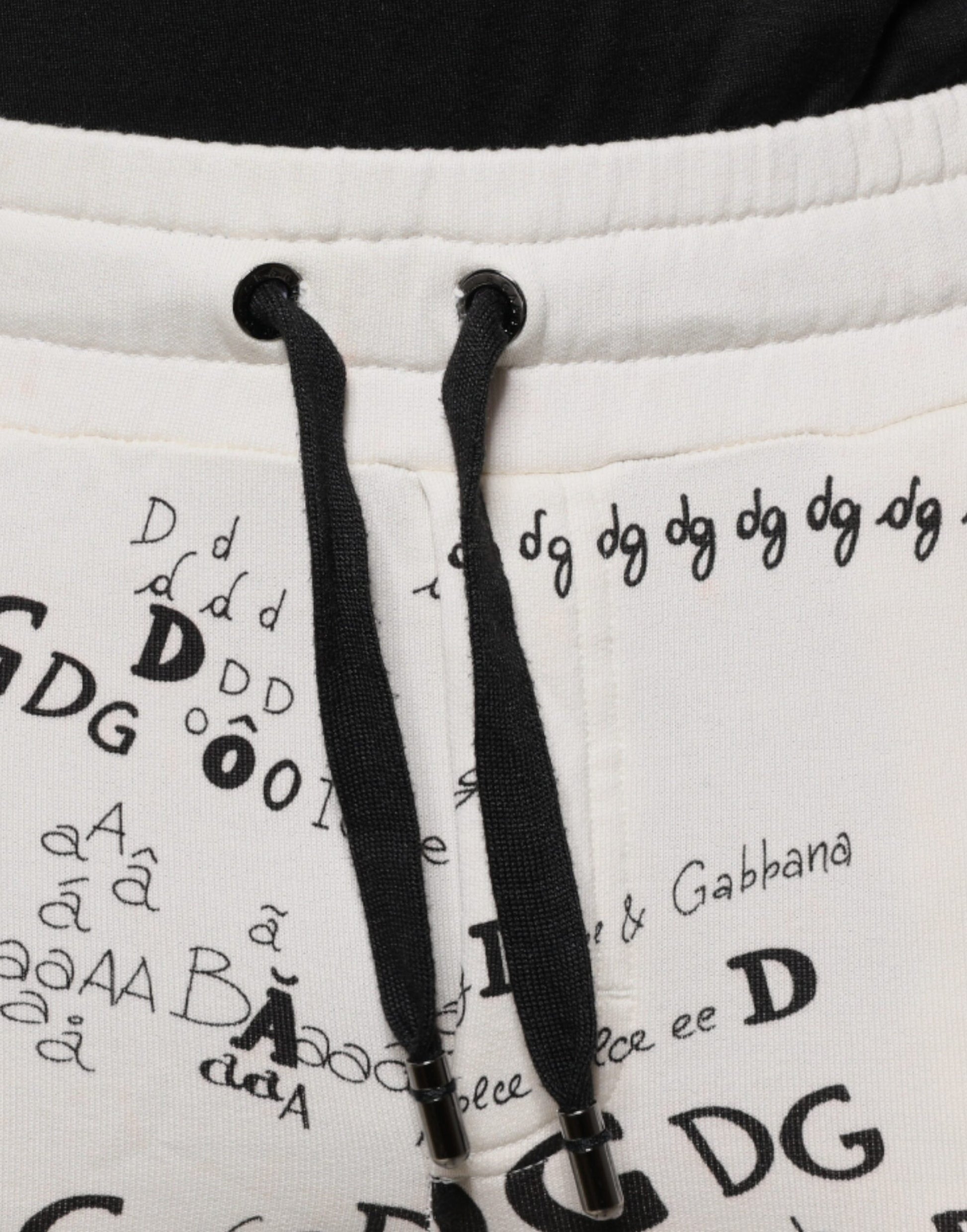 Dolce & Gabbana Pantalon de survêtement jogger en coton imprimé blanc
