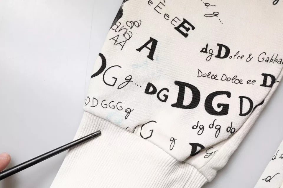 Dolce & Gabbana Pantalon de survêtement jogger en coton imprimé blanc