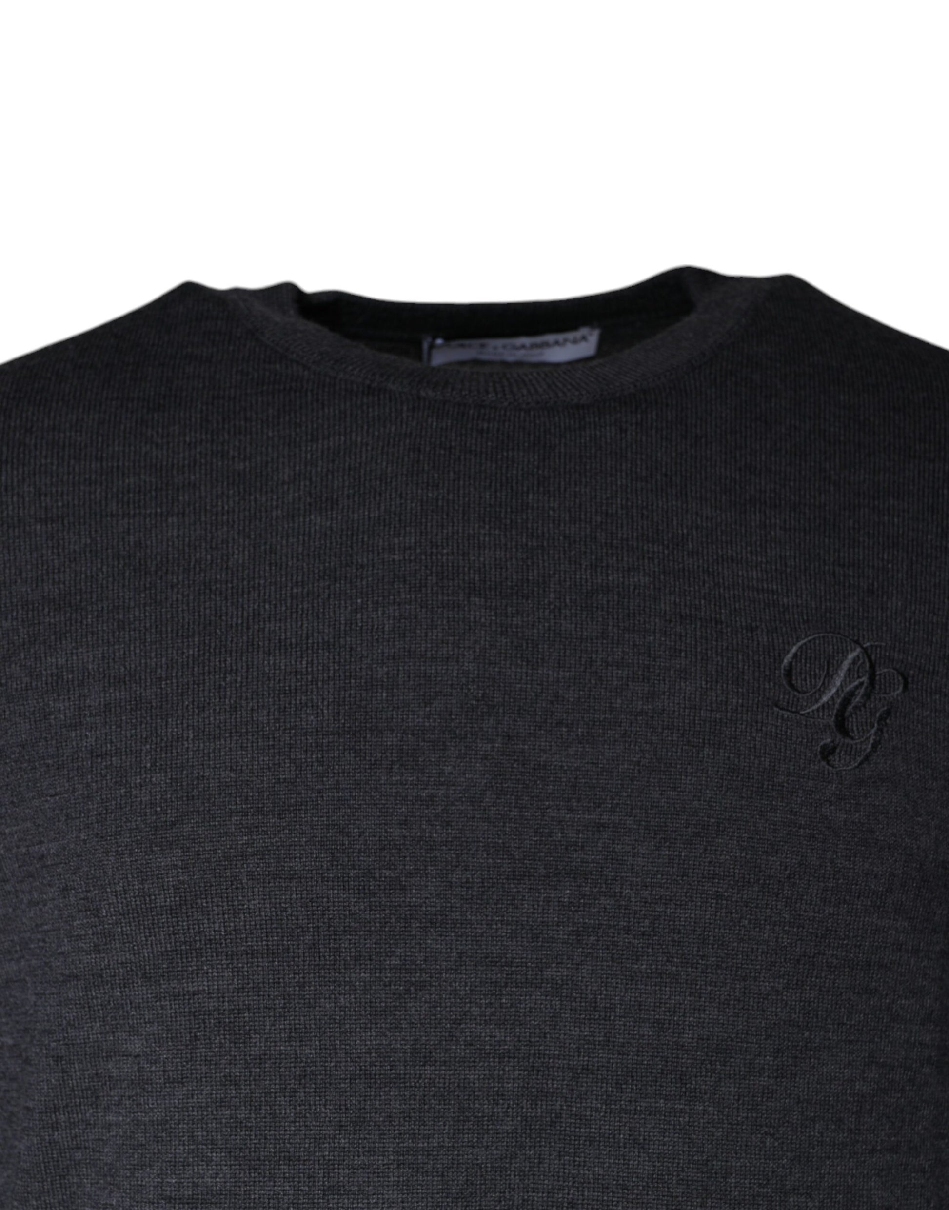 Pull ras du cou en laine gris foncé Dolce & Gabbana
