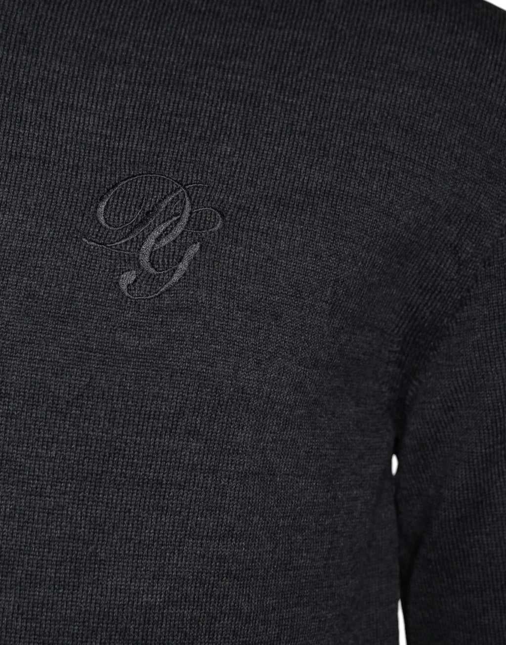 Pull ras du cou en laine gris foncé Dolce & Gabbana