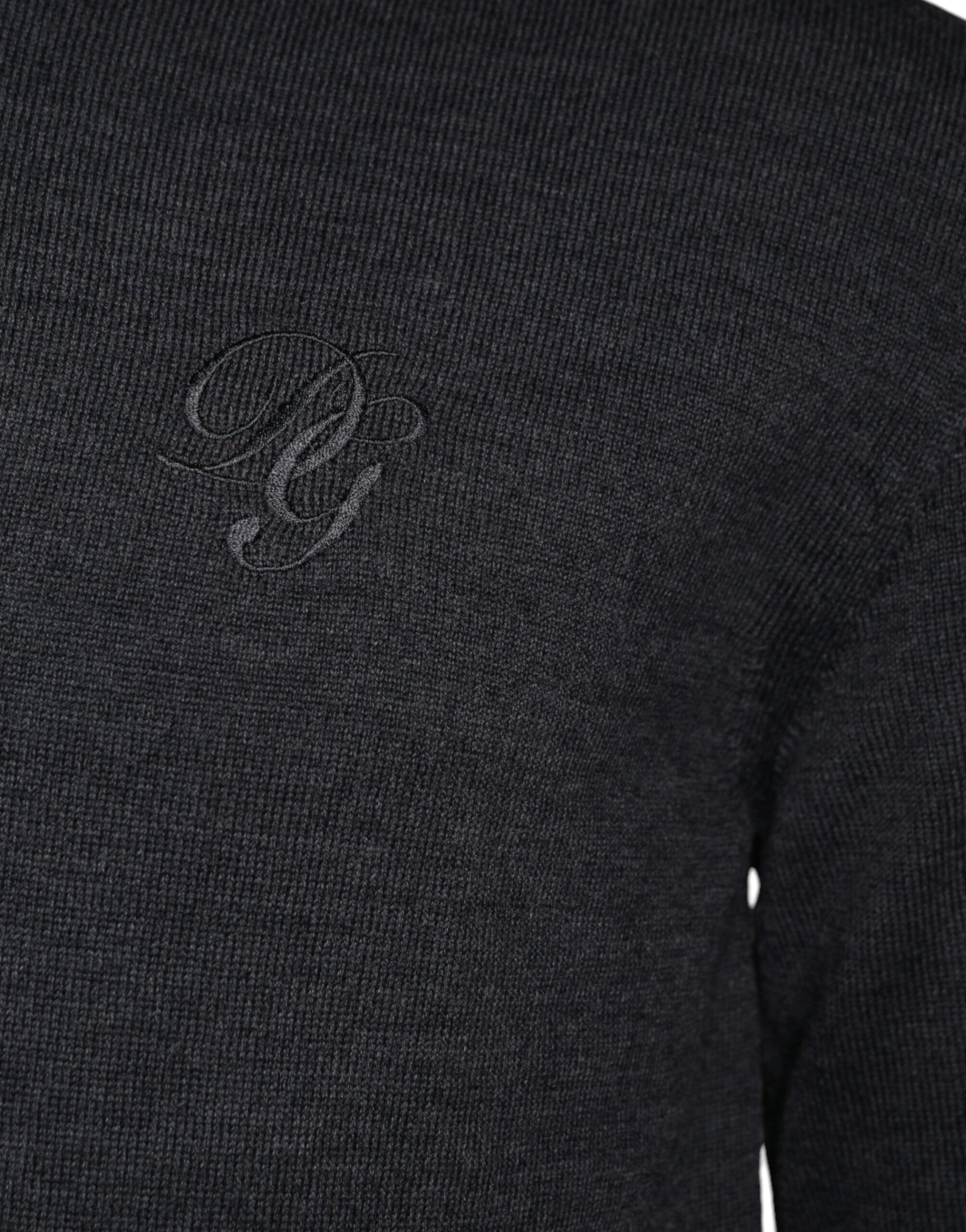 Pull ras du cou en laine gris foncé Dolce & Gabbana