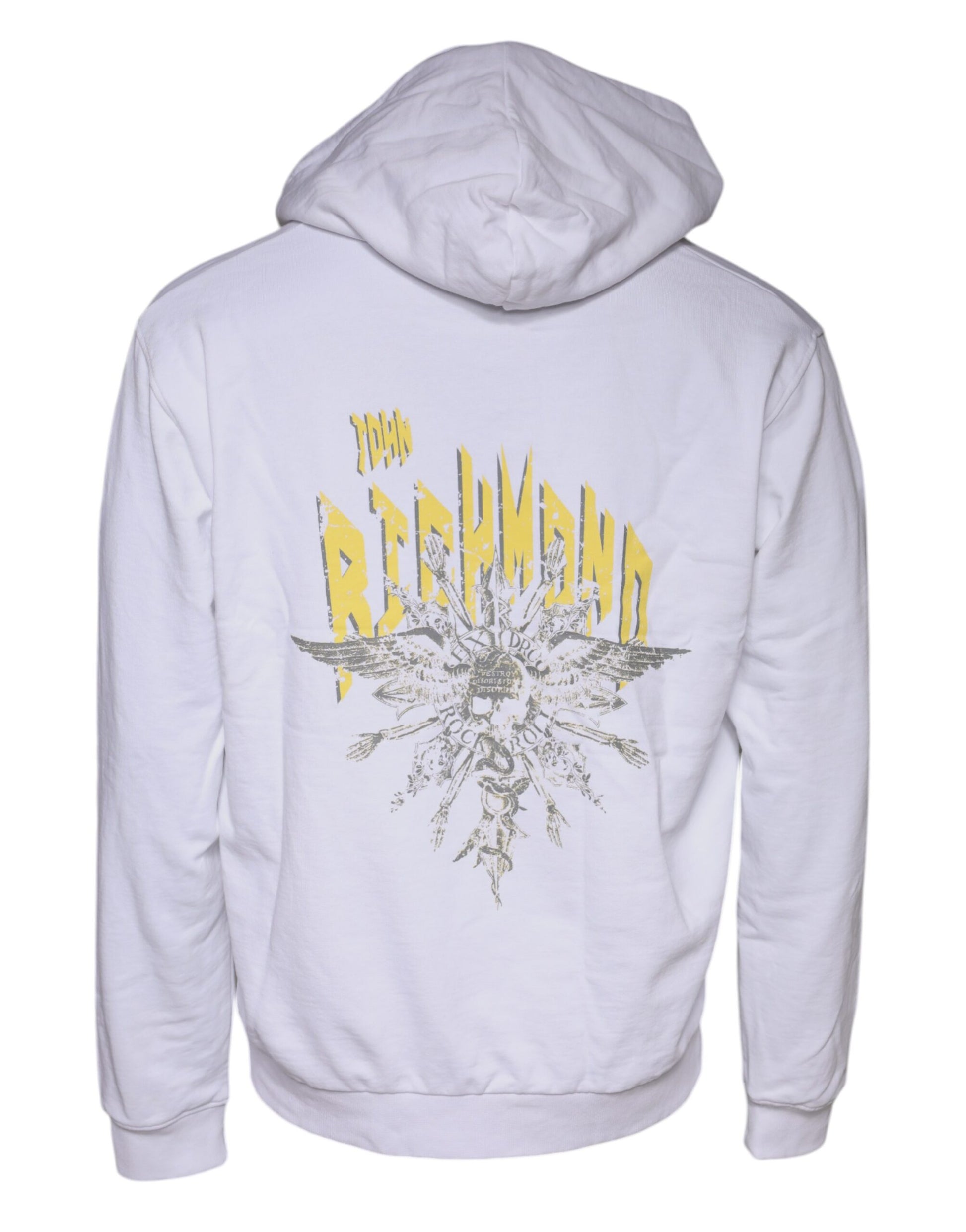 Sweat-shirt à capuche en coton à logo blanc John Richmond