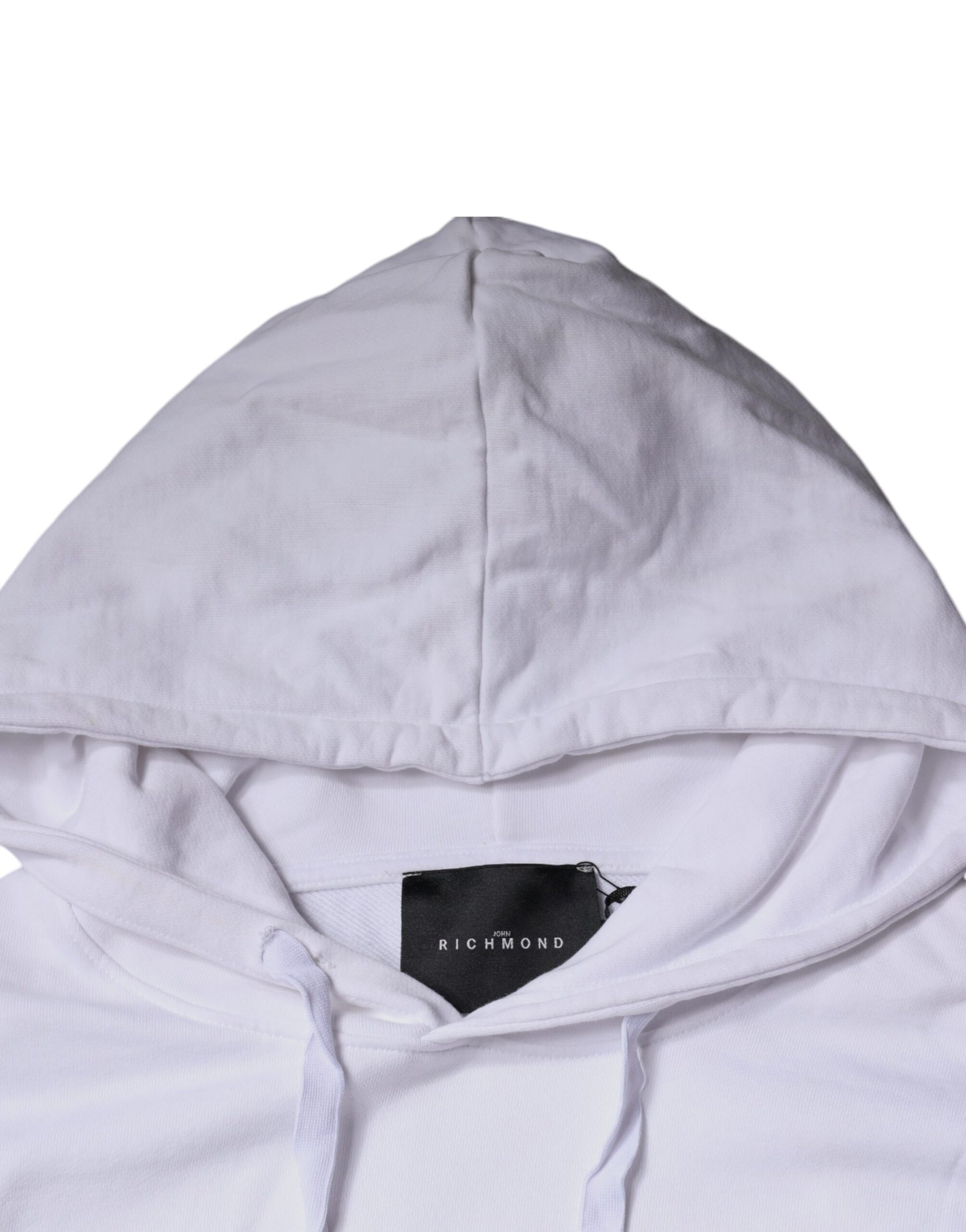 Sweat-shirt à capuche en coton à logo blanc John Richmond